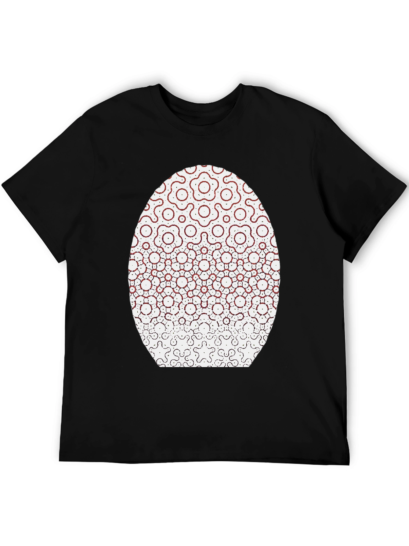 Modern Geometric Flower Pattern Black T-Shirt