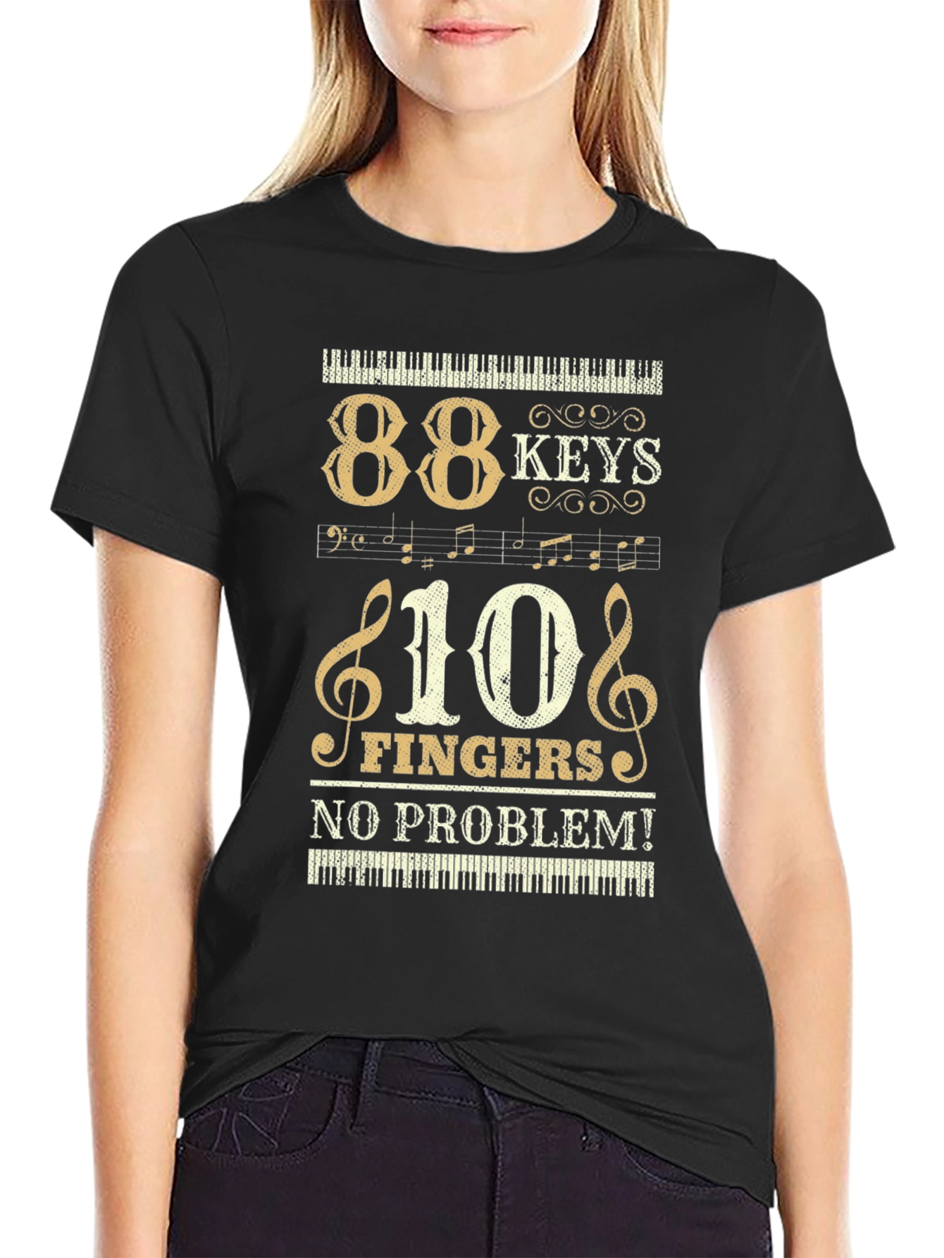 88 Keys 10 Fingers No Problem T-Shirt - Musician Tee
