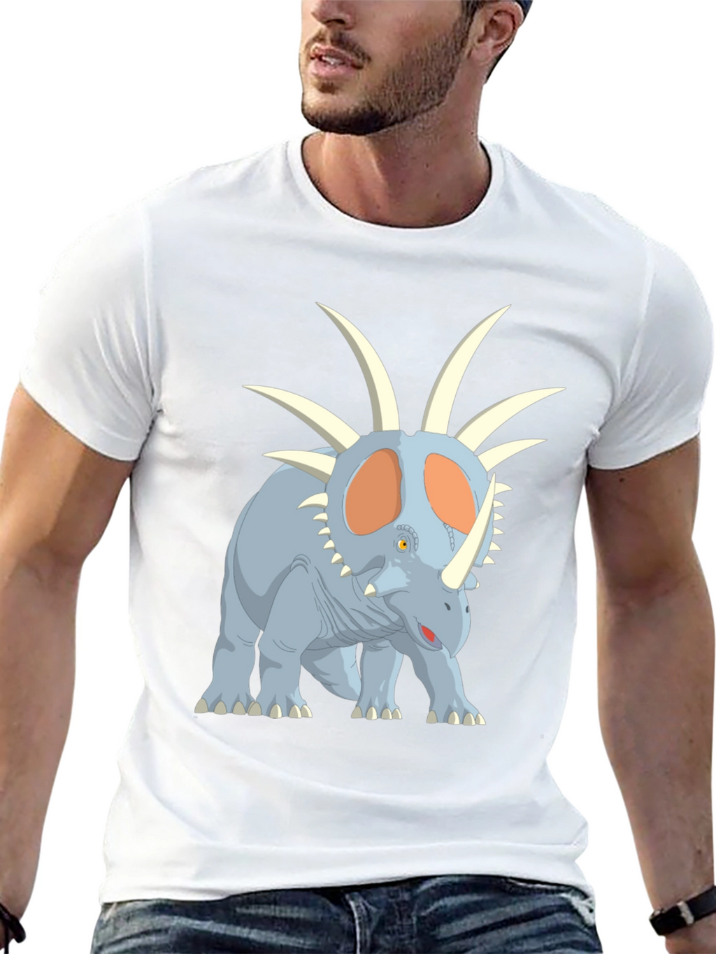Dinosaur Graphic Tee - Cartoon Styracosaurus T-Shirt