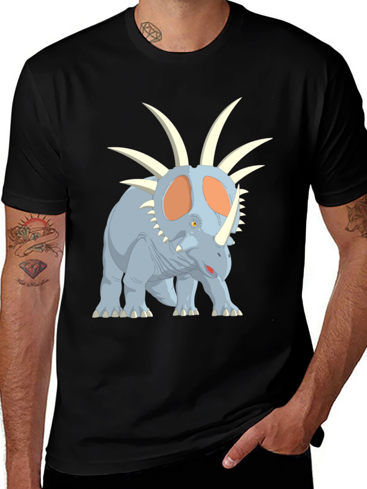 Dinosaur Graphic Tee - Cartoon Styracosaurus T-Shirt