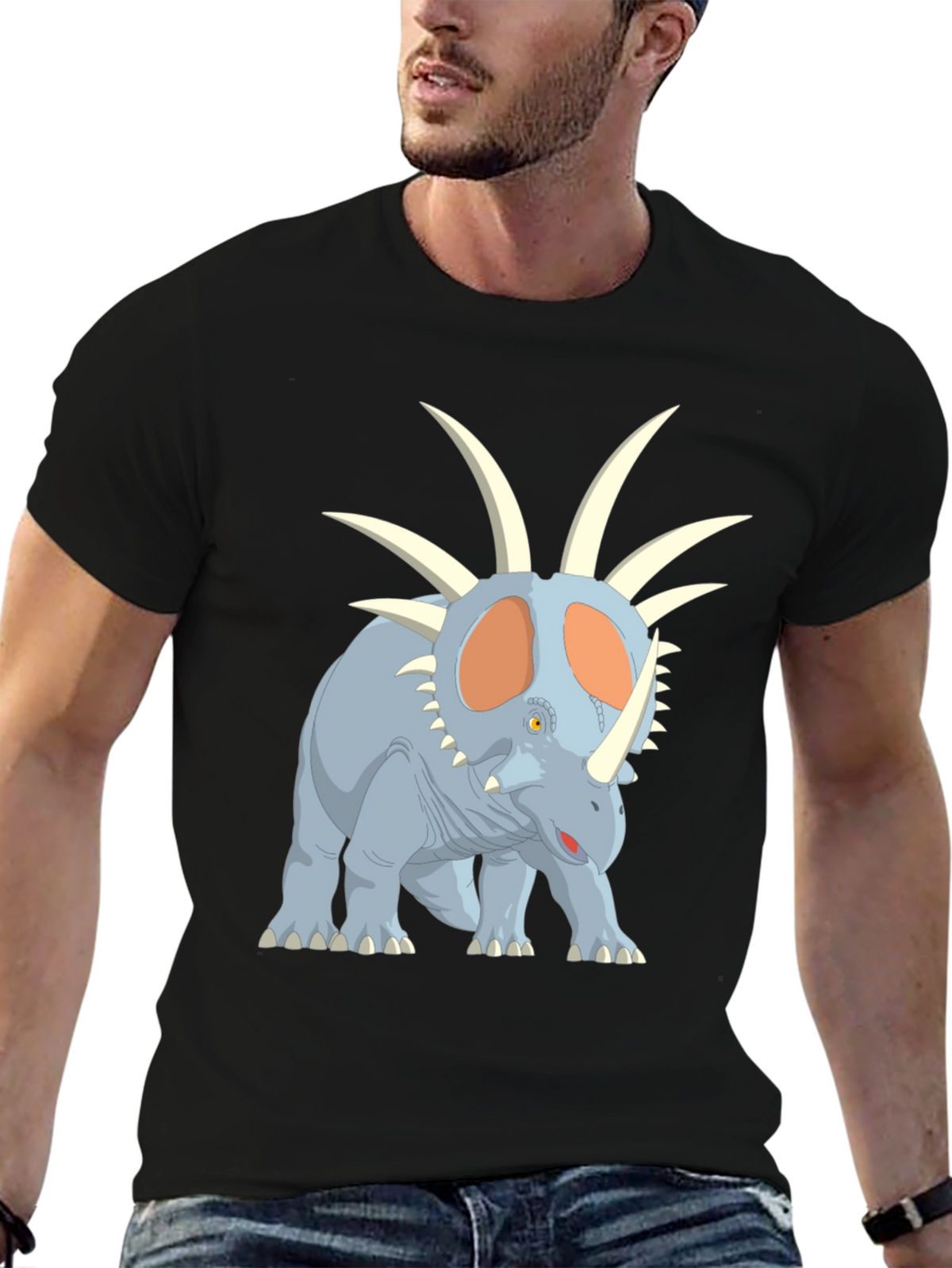 Dinosaur Graphic Tee - Cartoon Styracosaurus T-Shirt
