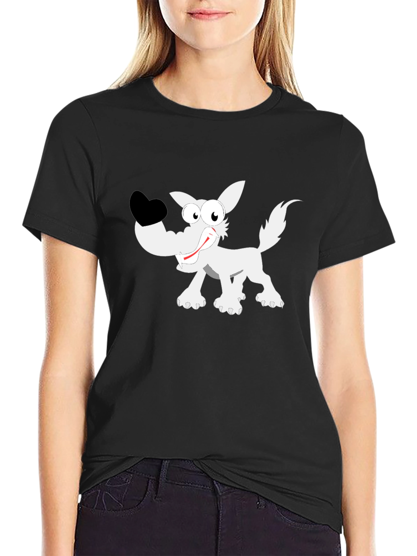 Funny Wolf Graphic Tee - Black Cotton Comfort