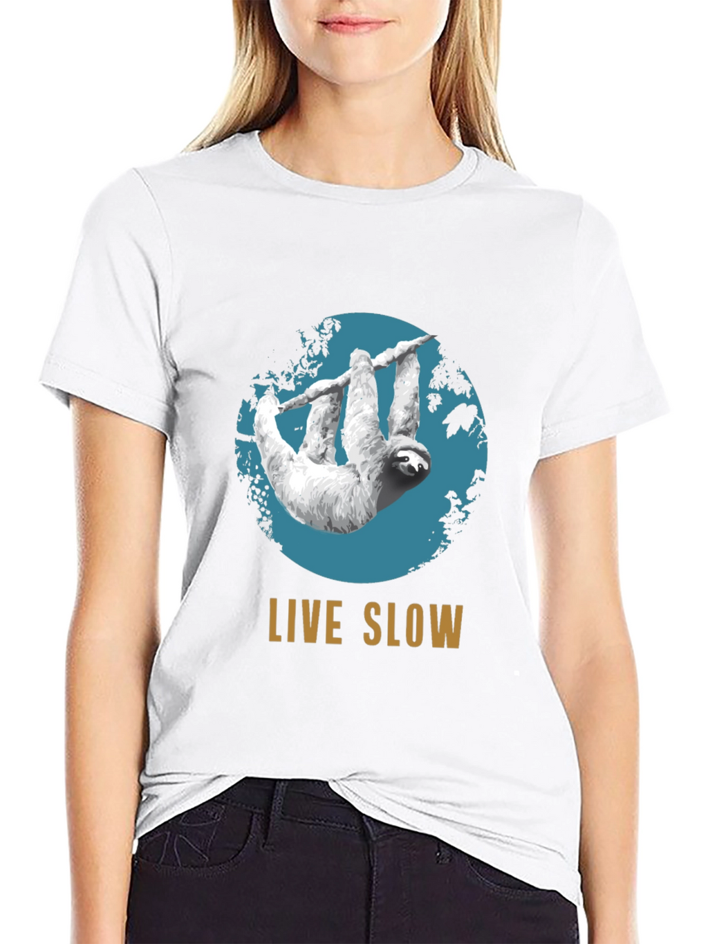Live Slow Sloth Graphic Tee - Relaxed Fit