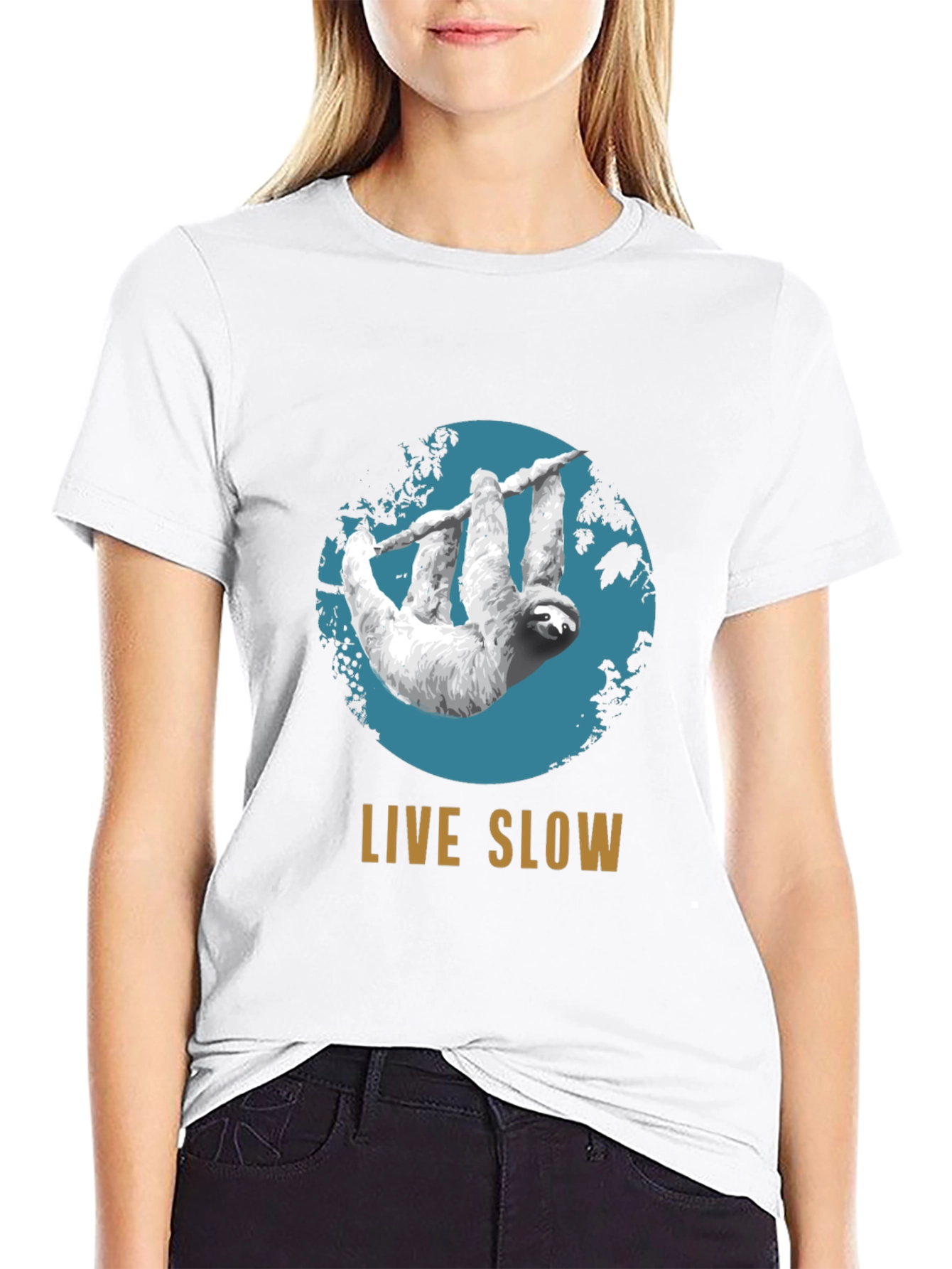 Live Slow Sloth Graphic Tee - Relaxed Fit