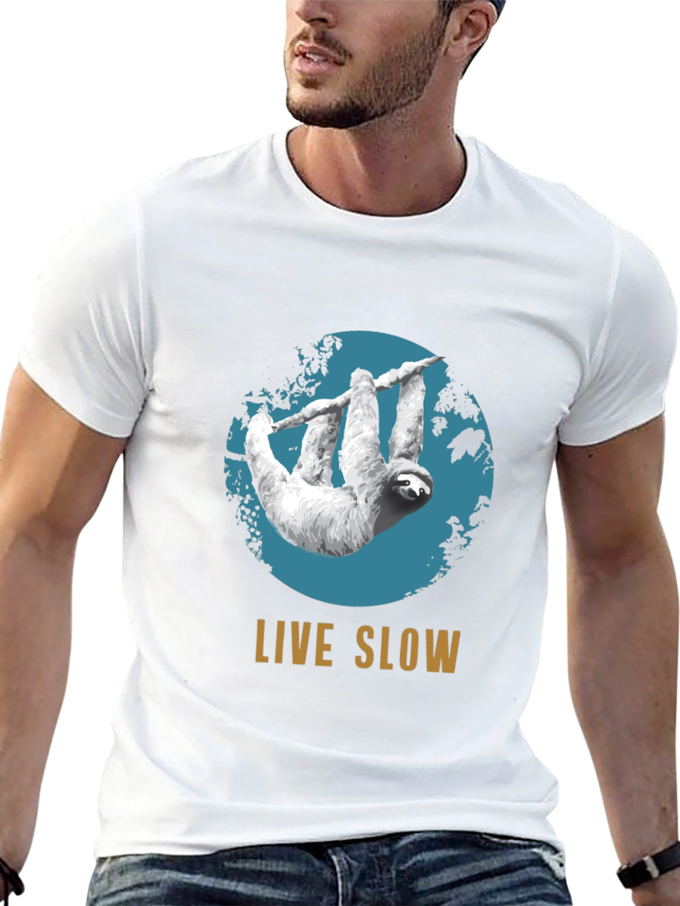 Live Slow Sloth Graphic Tee - Relaxed Fit