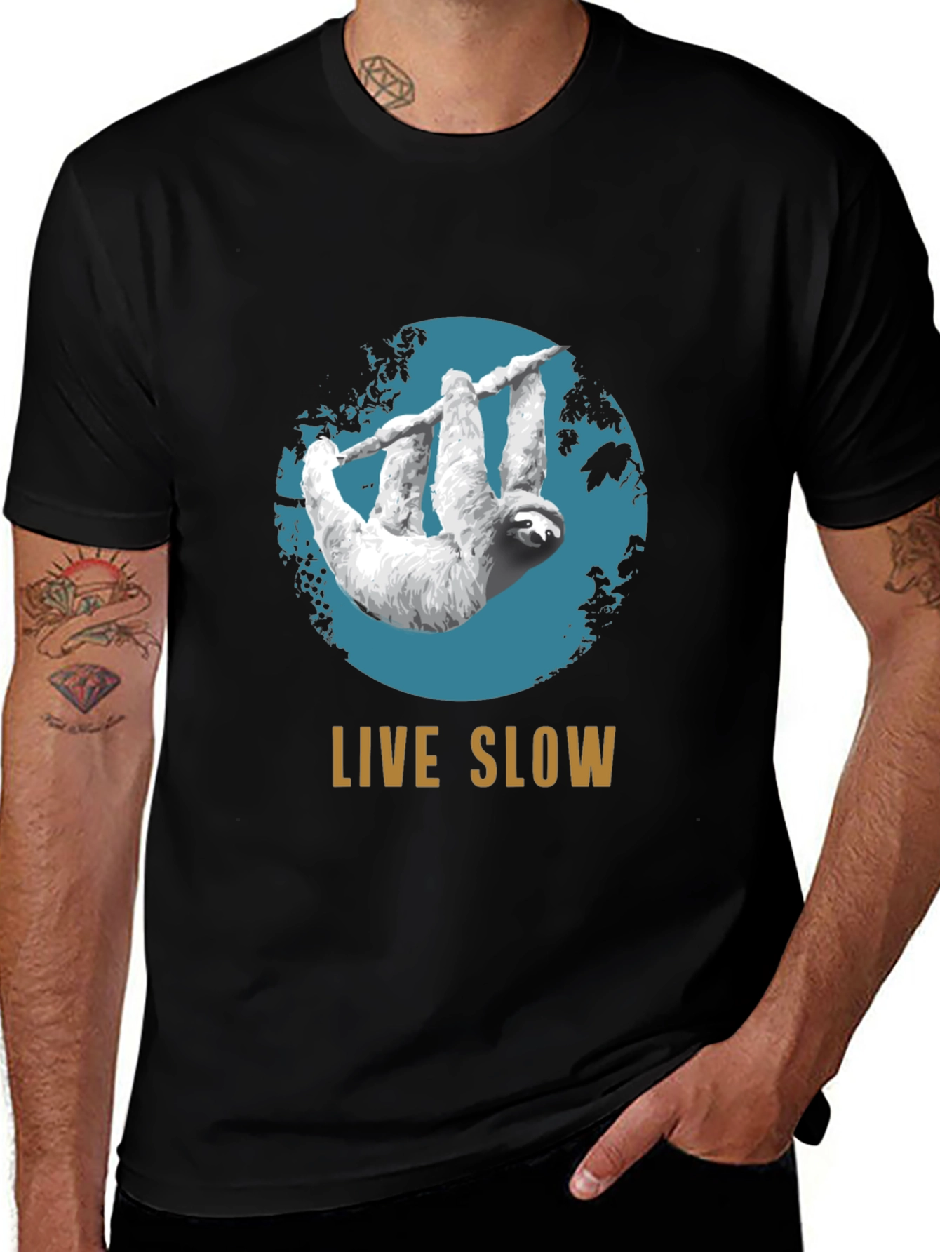 Live Slow Sloth Graphic Tee - Relaxed Fit