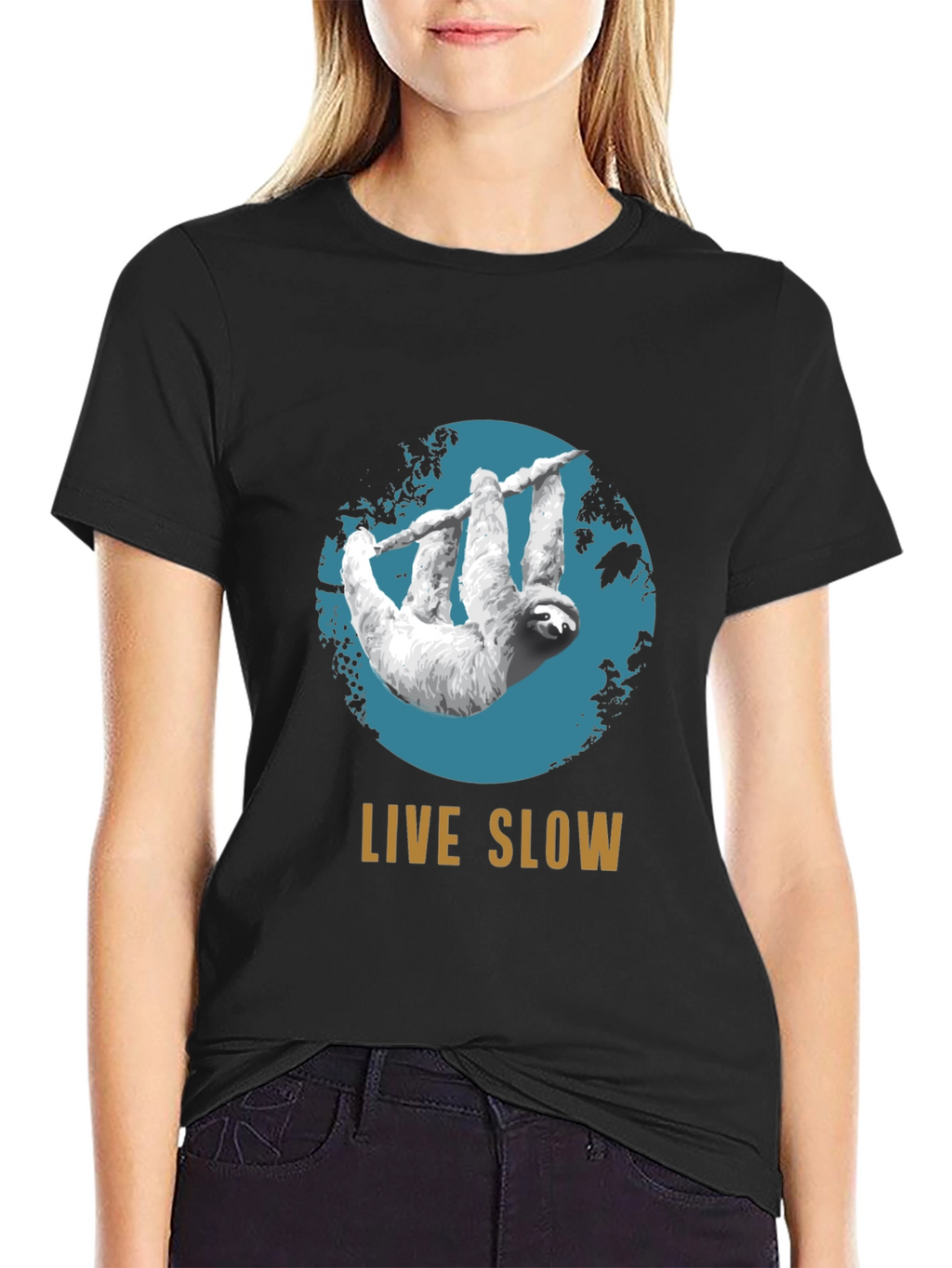Live Slow Sloth Graphic Tee - Relaxed Fit