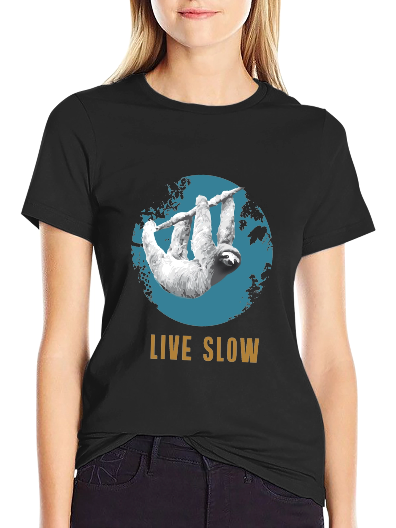 Live Slow Sloth Graphic Tee - Relaxed Fit