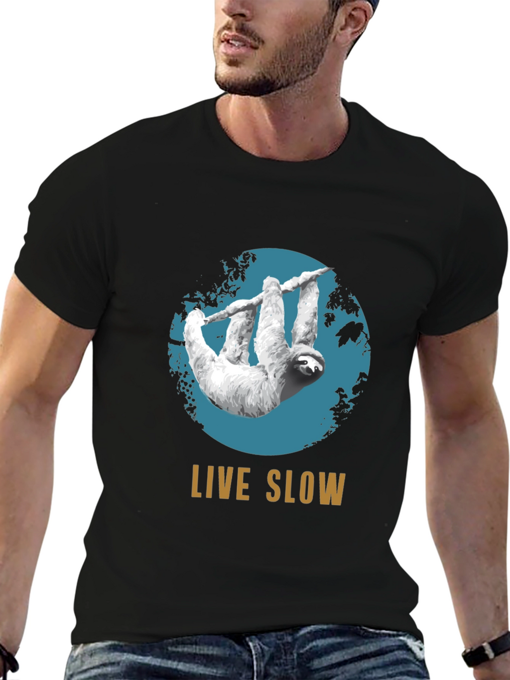 Live Slow Sloth Graphic Tee - Relaxed Fit