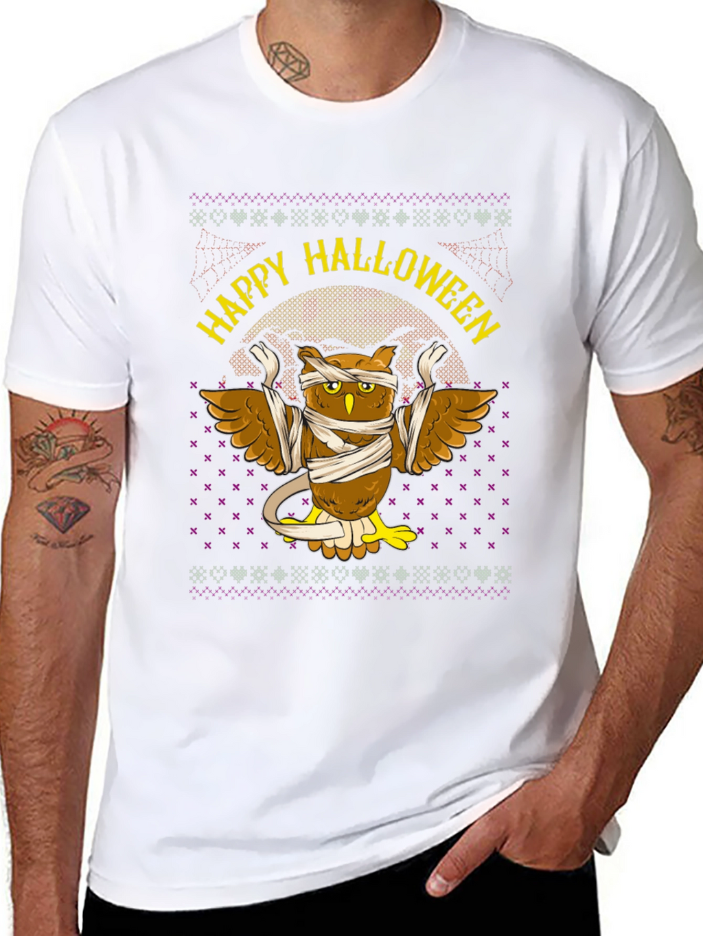 Happy Halloween Owl Mummy Graphic T-Shirt