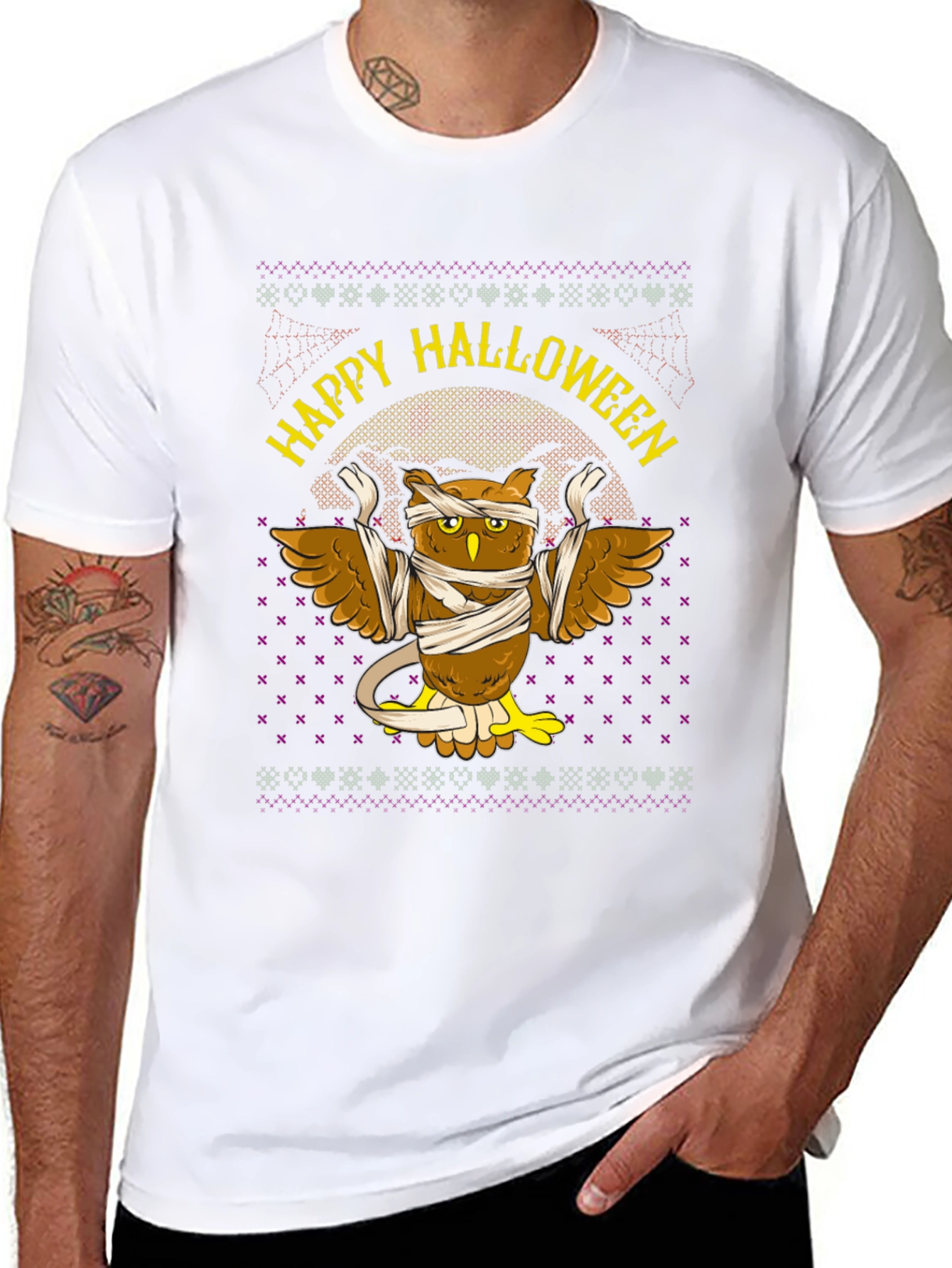 Happy Halloween Owl Mummy Graphic T-Shirt