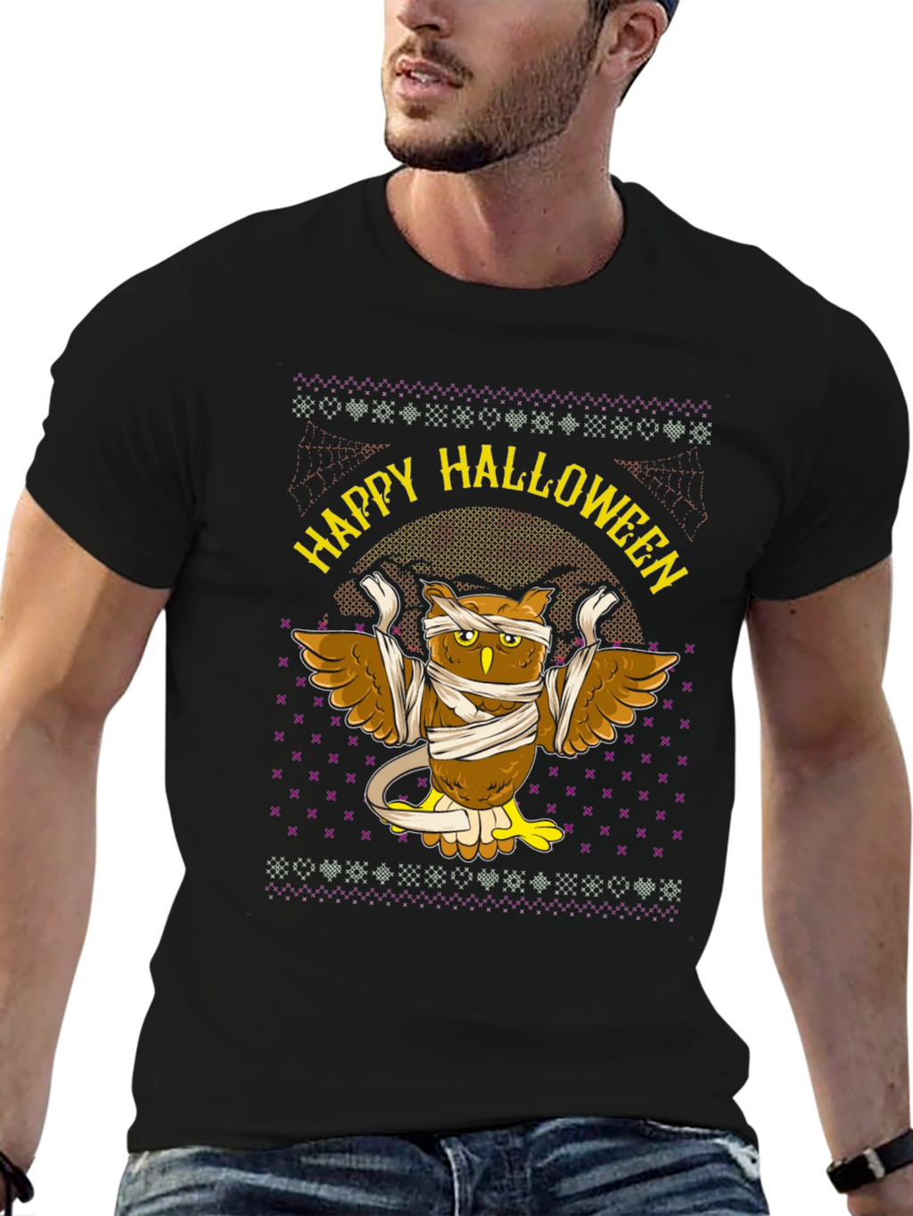 Happy Halloween Owl Mummy Graphic T-Shirt
