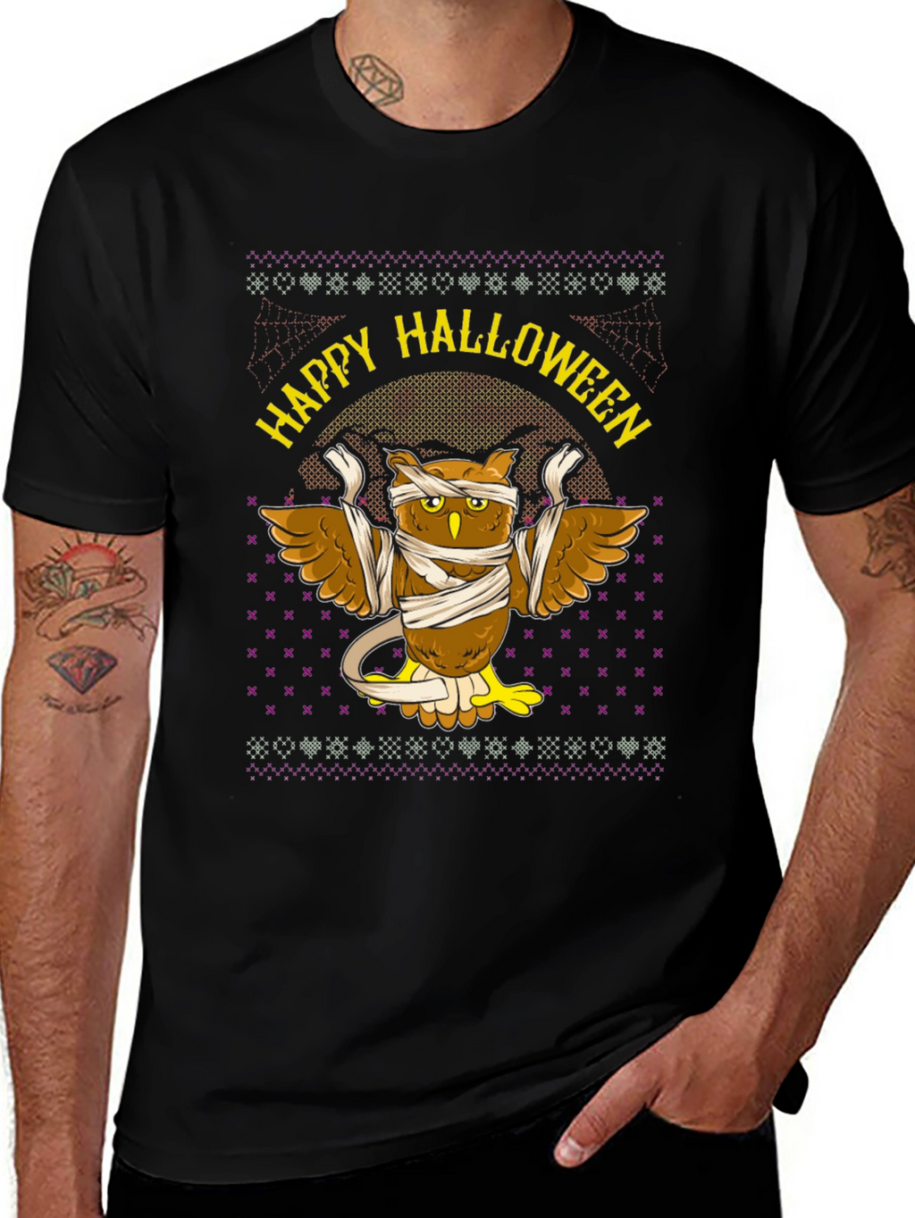 Happy Halloween Owl Mummy Graphic T-Shirt