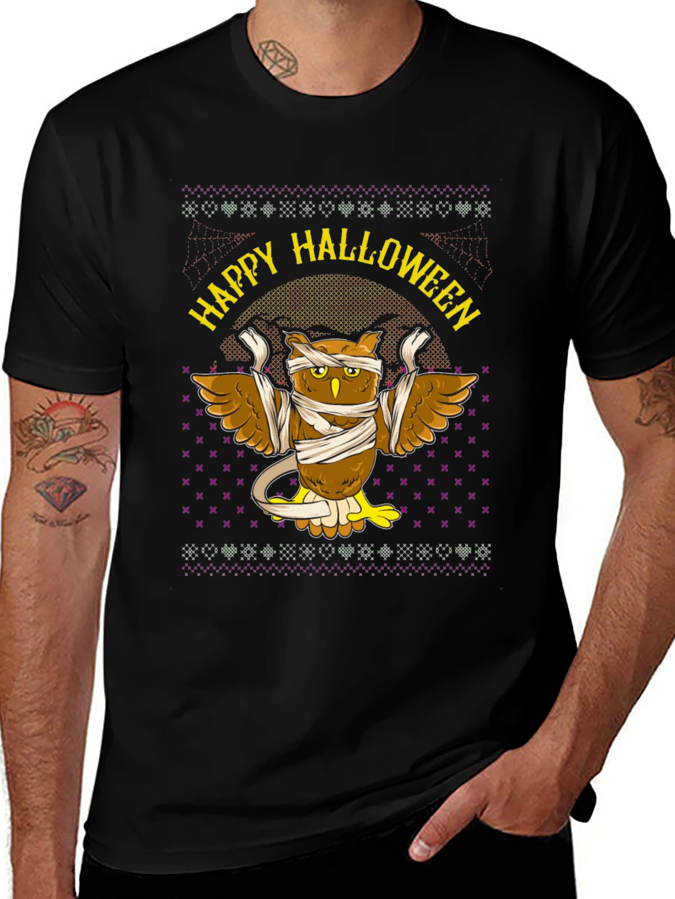 Happy Halloween Owl Mummy Graphic T-Shirt
