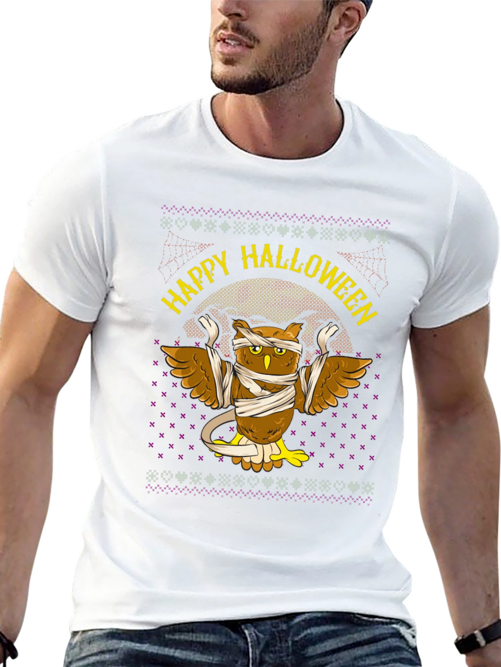 Happy Halloween Owl Mummy Graphic T-Shirt