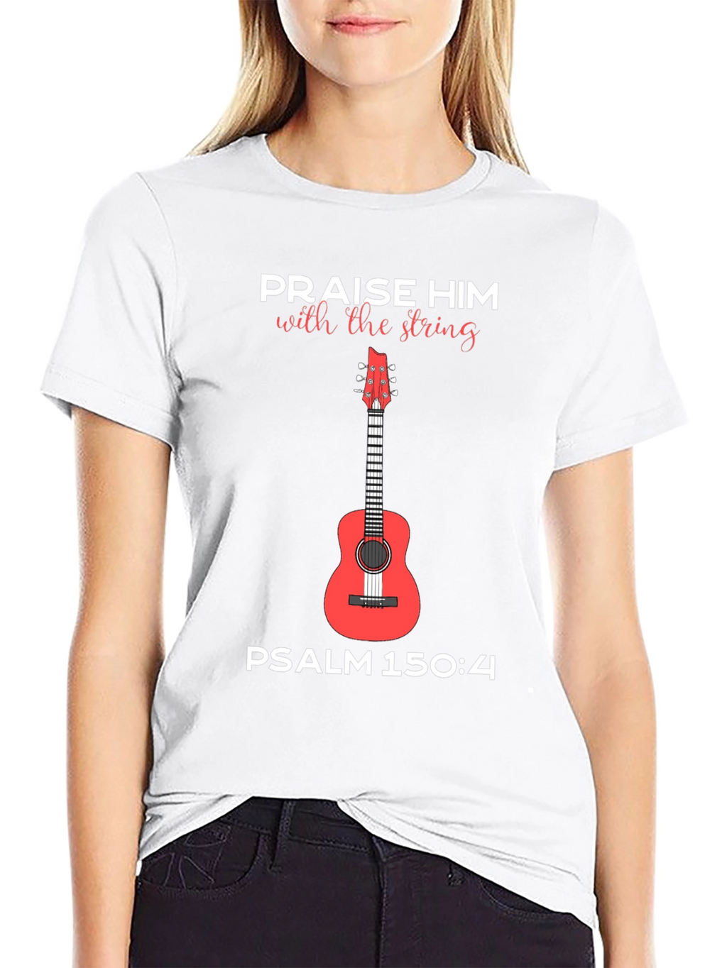Praise Him Guitar T-Shirt Psalm 150:4 Tee