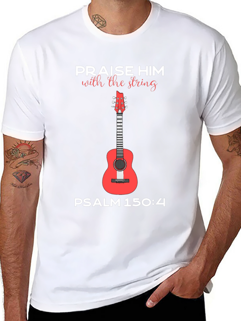 Praise Him Guitar T-Shirt Psalm 150:4 Tee