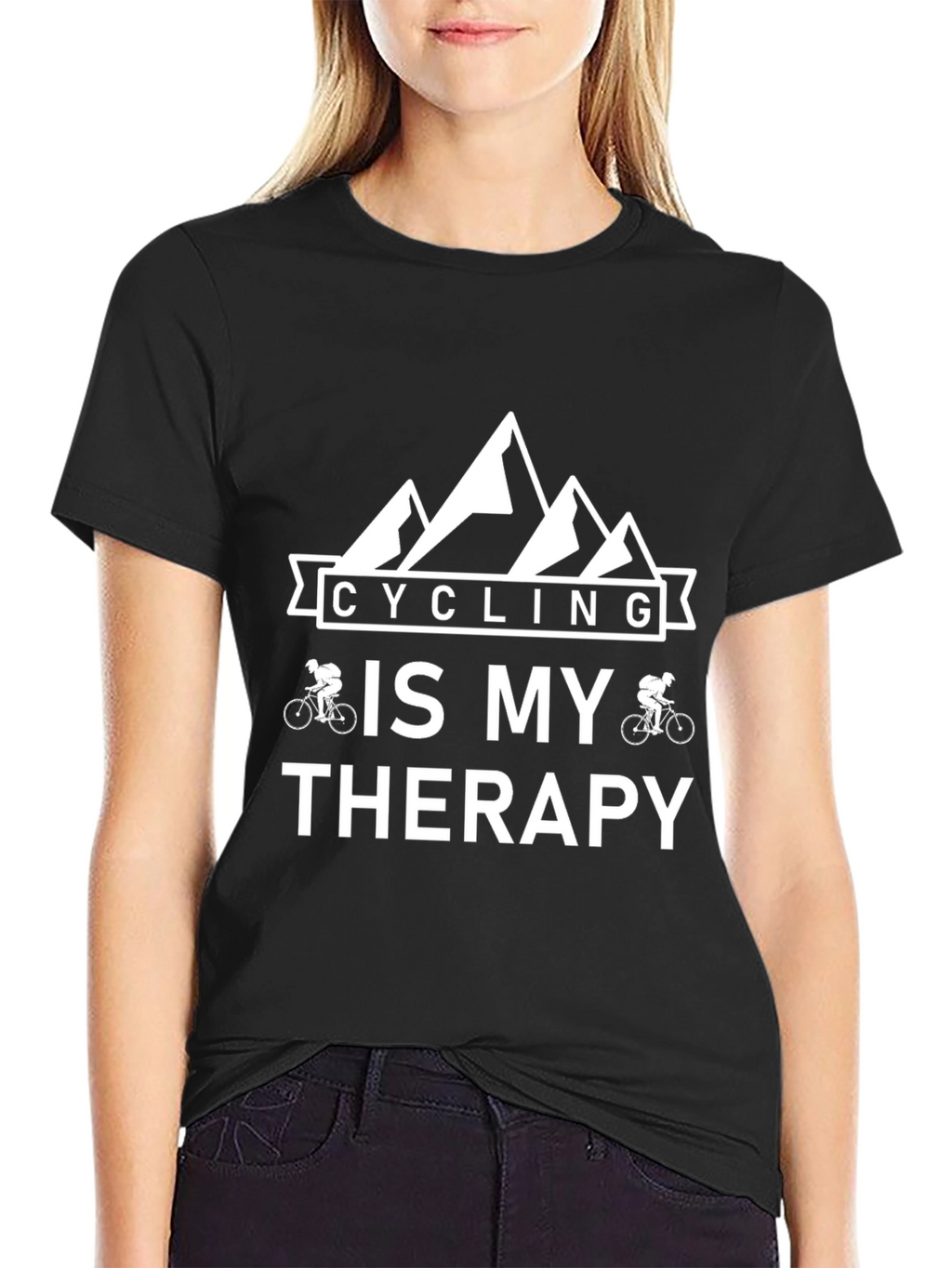 Cycling is My Therapy Black T-Shirt