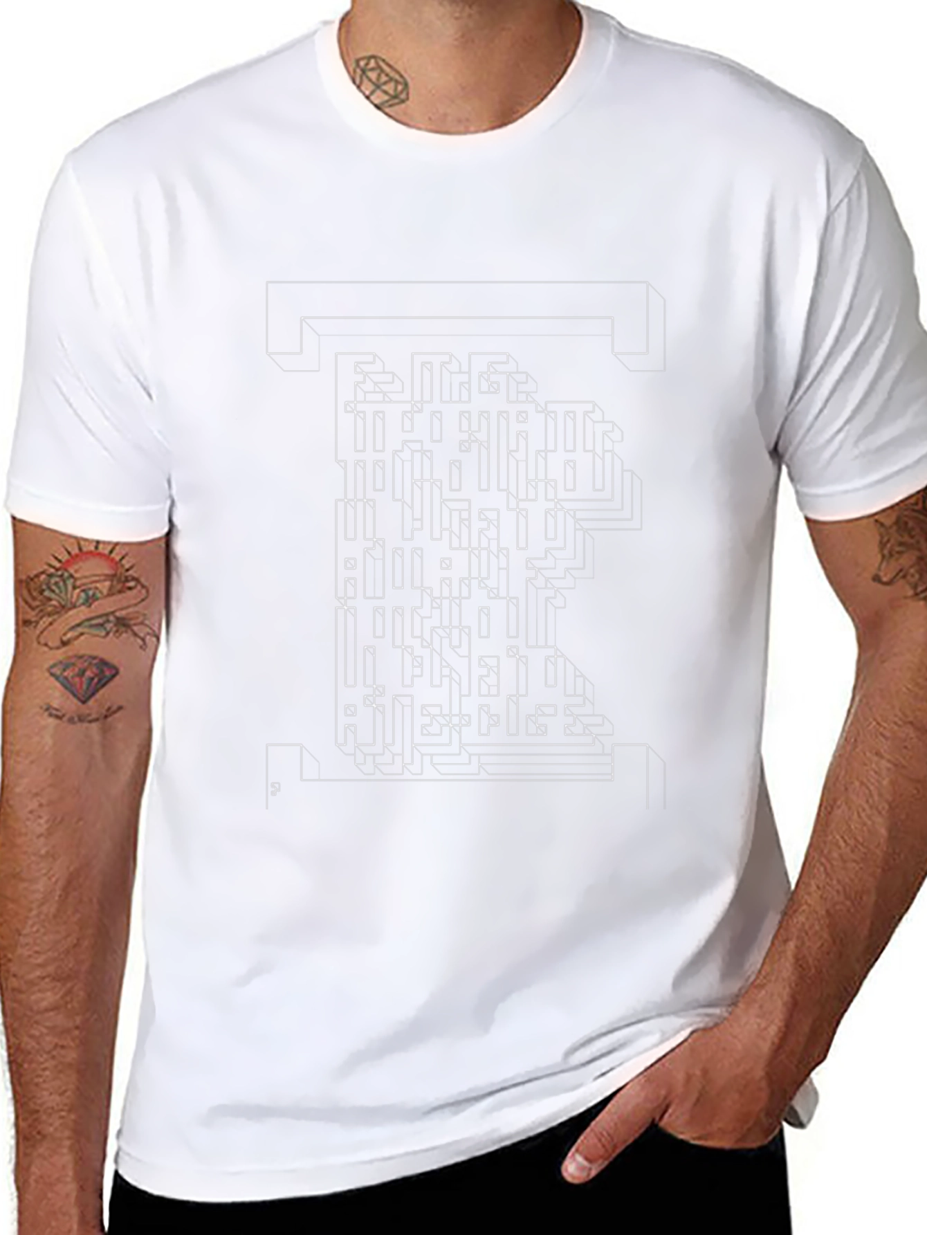 Abstract Maze Graphic T-Shirt - Black