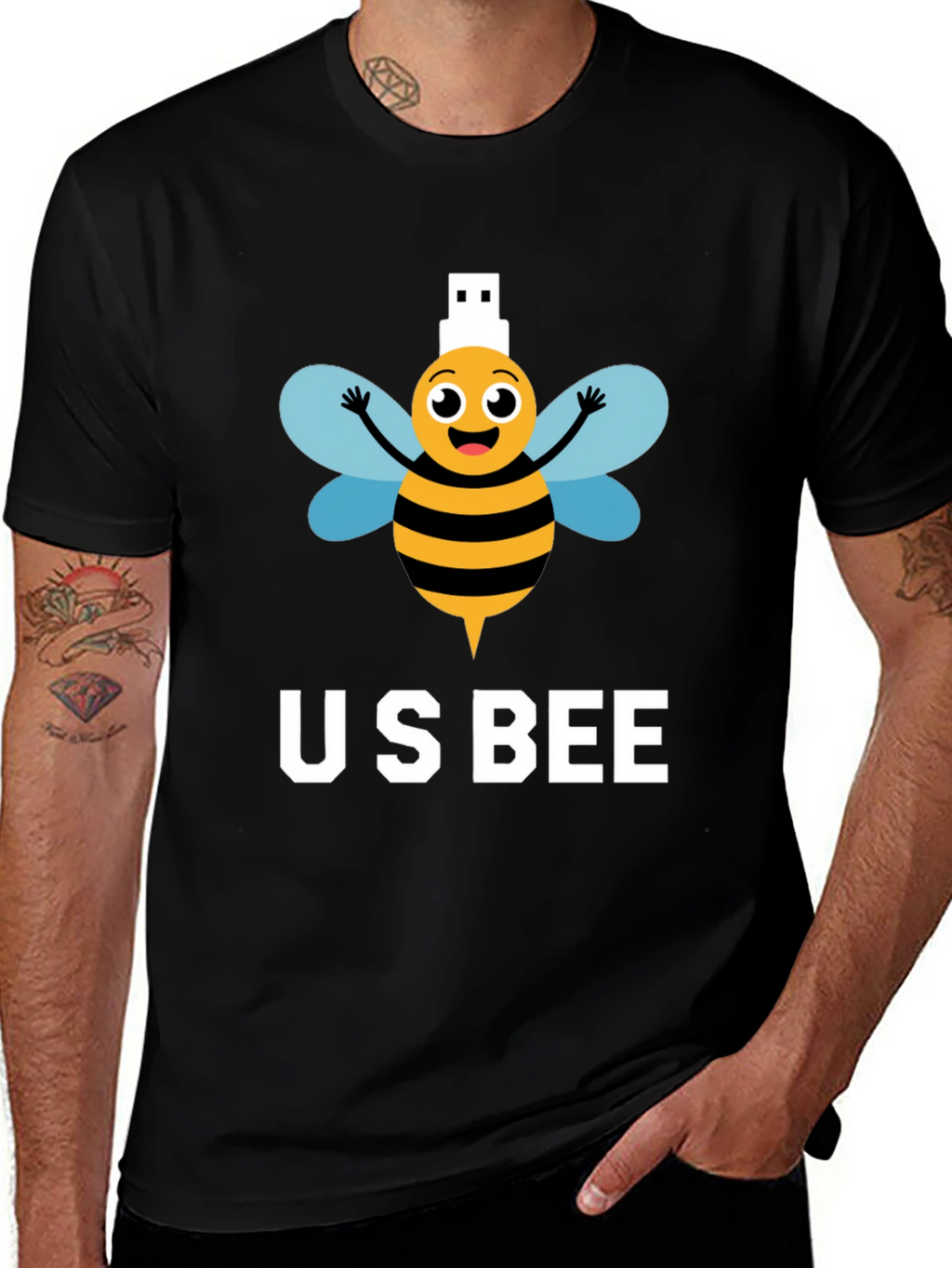 US Bee T-Shirt - Funny USB Pun Tee