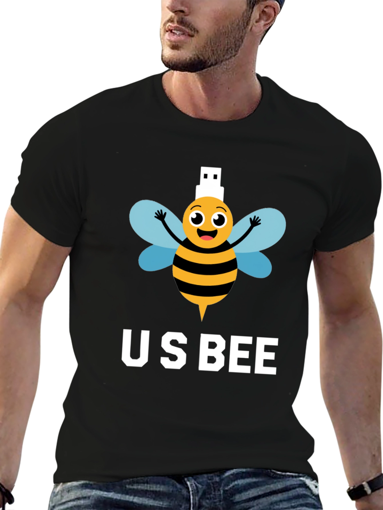 US Bee T-Shirt - Funny USB Pun Tee
