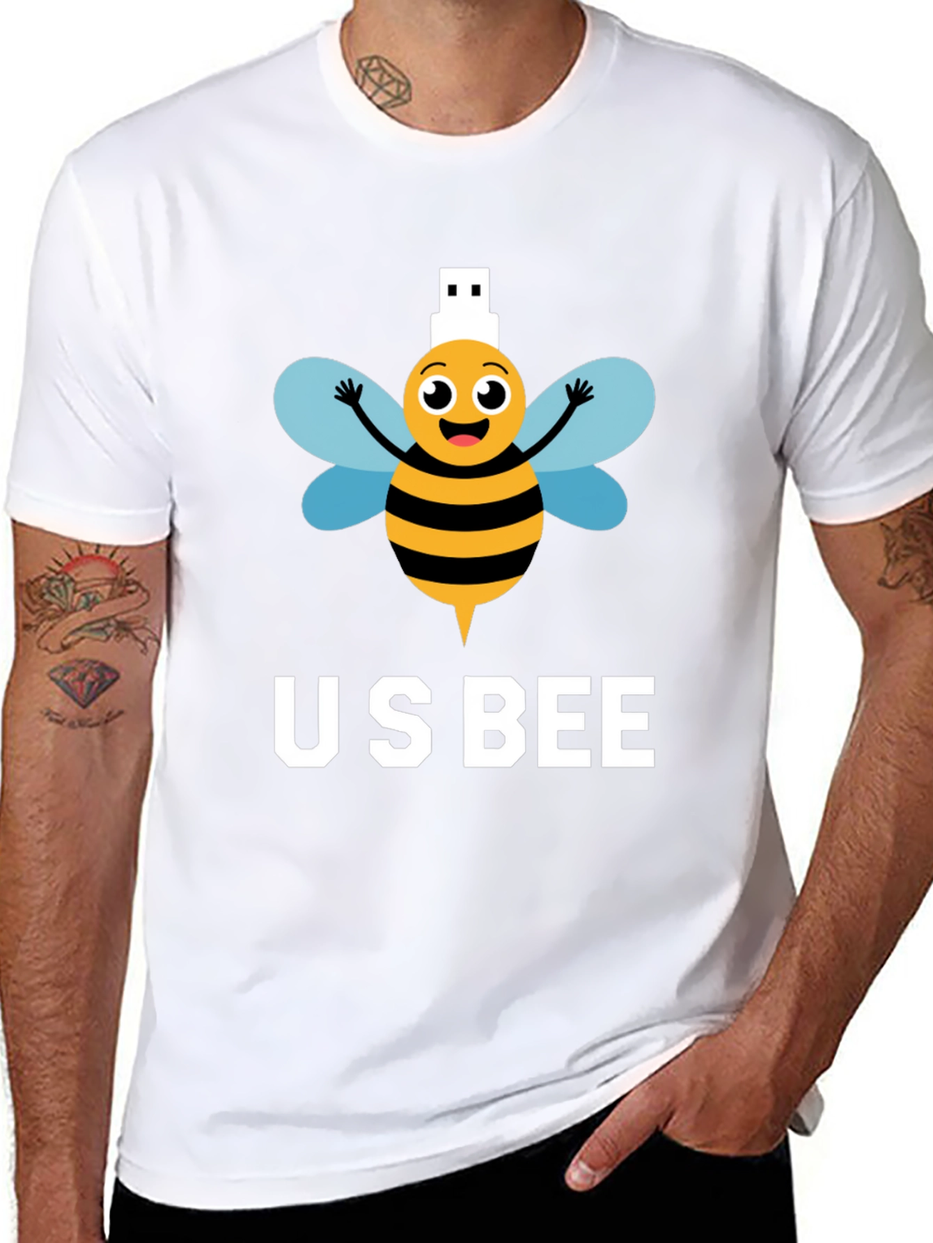US Bee T-Shirt - Funny USB Pun Tee