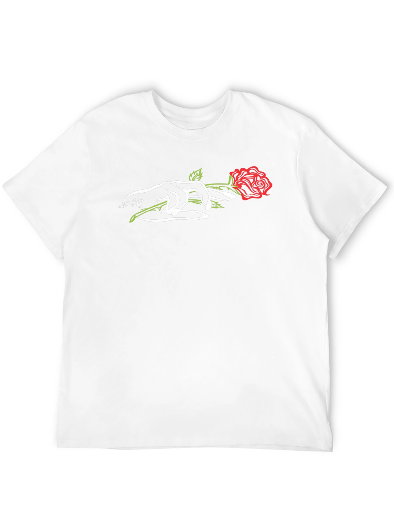 Rose in Hand Graphic Tee - Modern Style