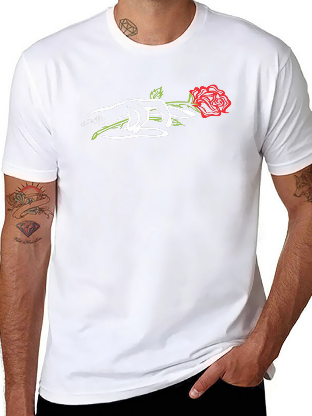 Rose in Hand Graphic Tee - Modern Style