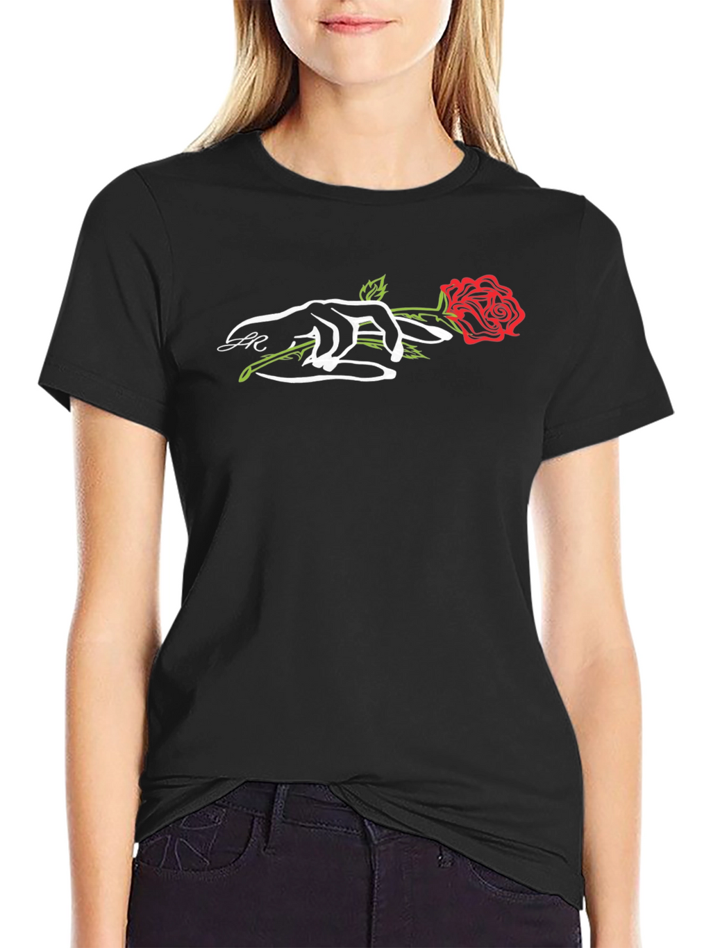 Rose in Hand Graphic Tee - Modern Style