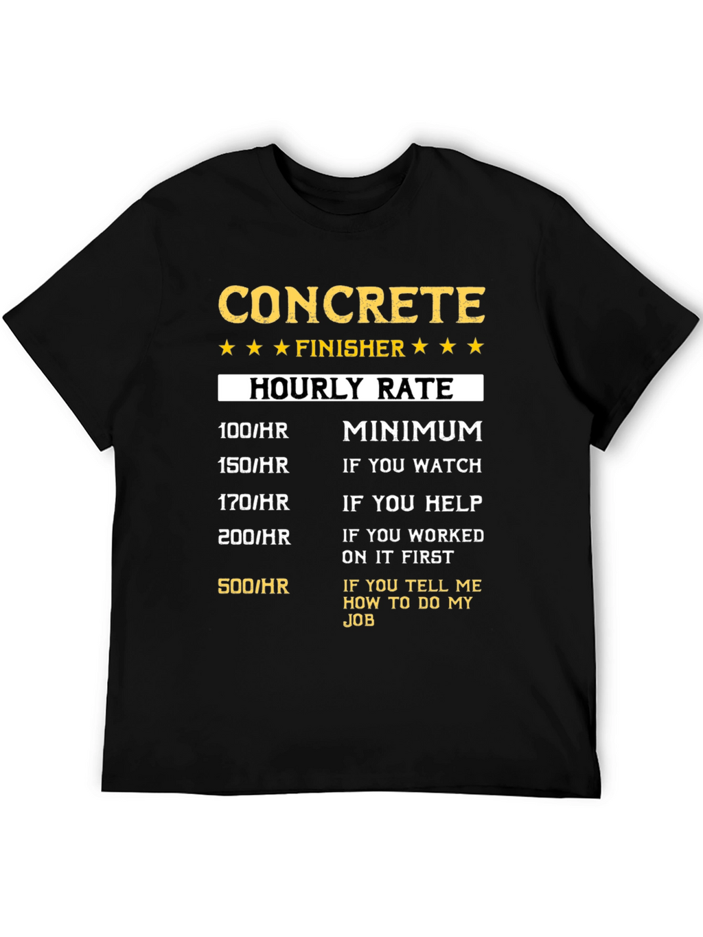 Concrete Finisher Hourly Rate T-Shirt