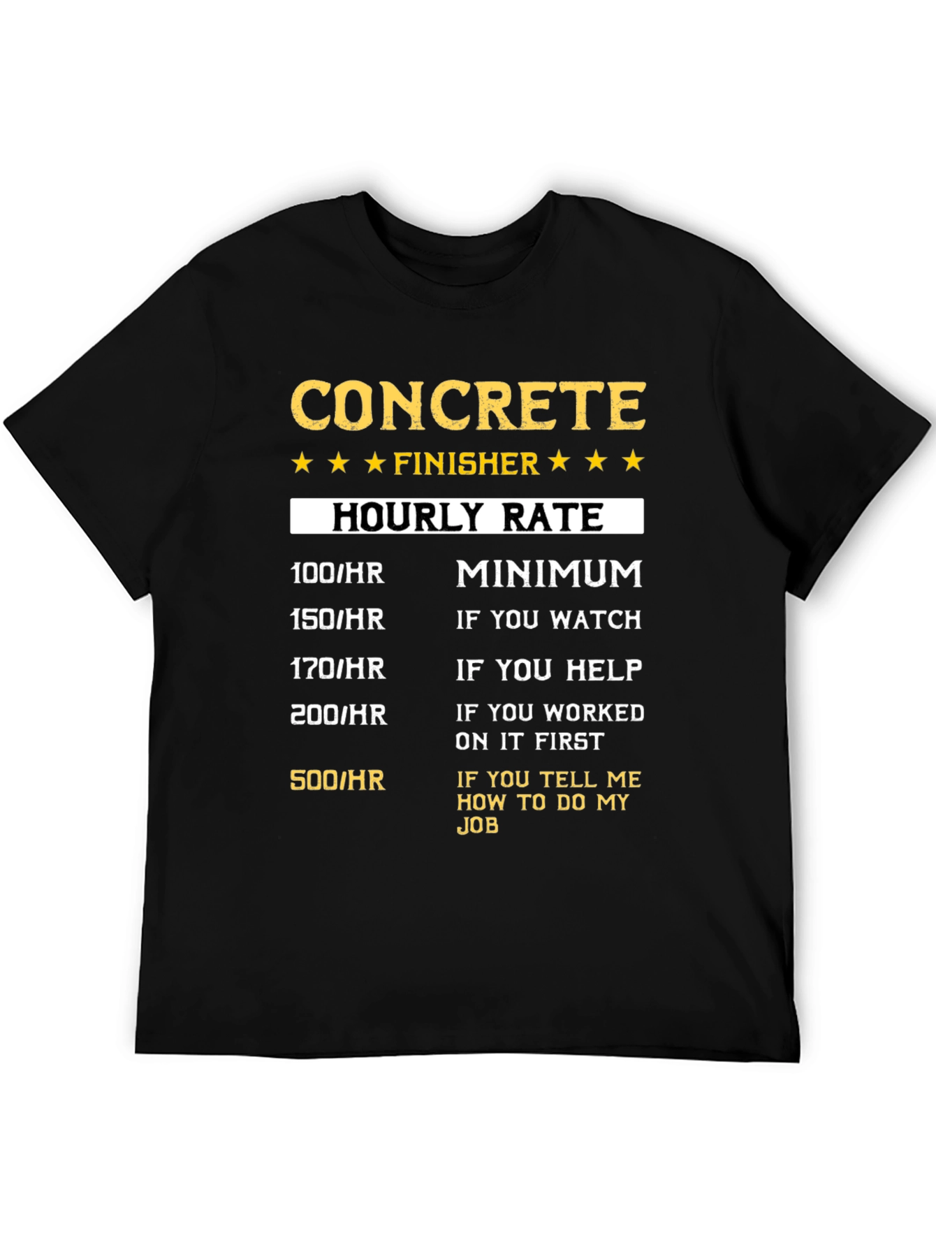Concrete Finisher Hourly Rate T-Shirt