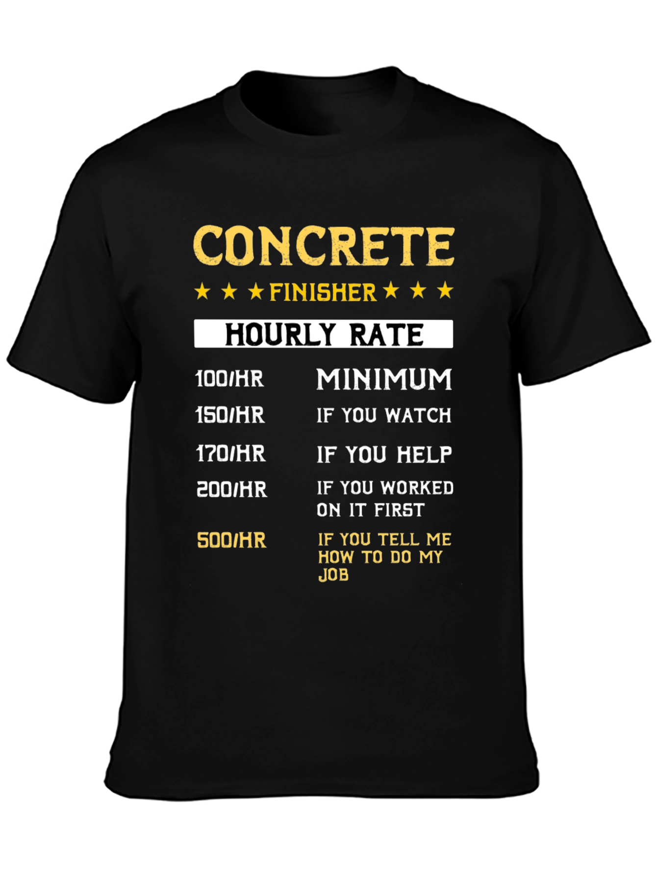 Concrete Finisher Hourly Rate T-Shirt