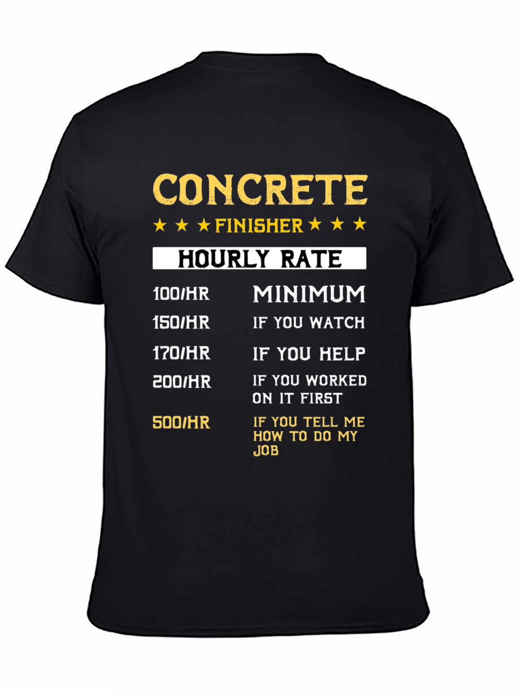 Concrete Finisher Hourly Rate T-Shirt