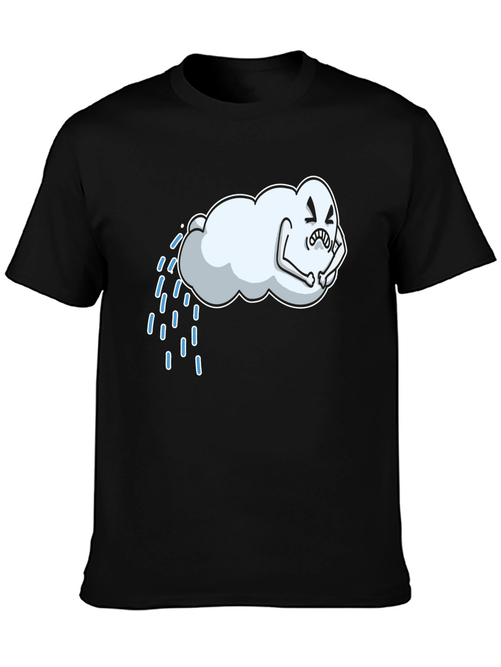 Cartoon Cloud Graphic Black T-Shirt