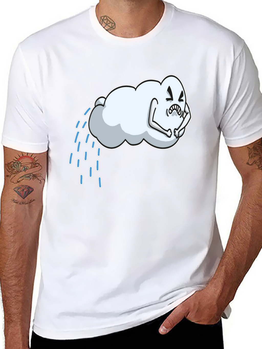 Cartoon Cloud Graphic Black T-Shirt