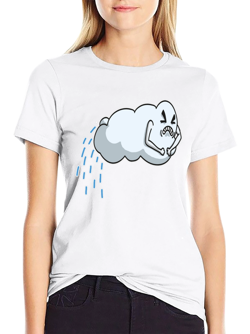 Cartoon Cloud Graphic Black T-Shirt