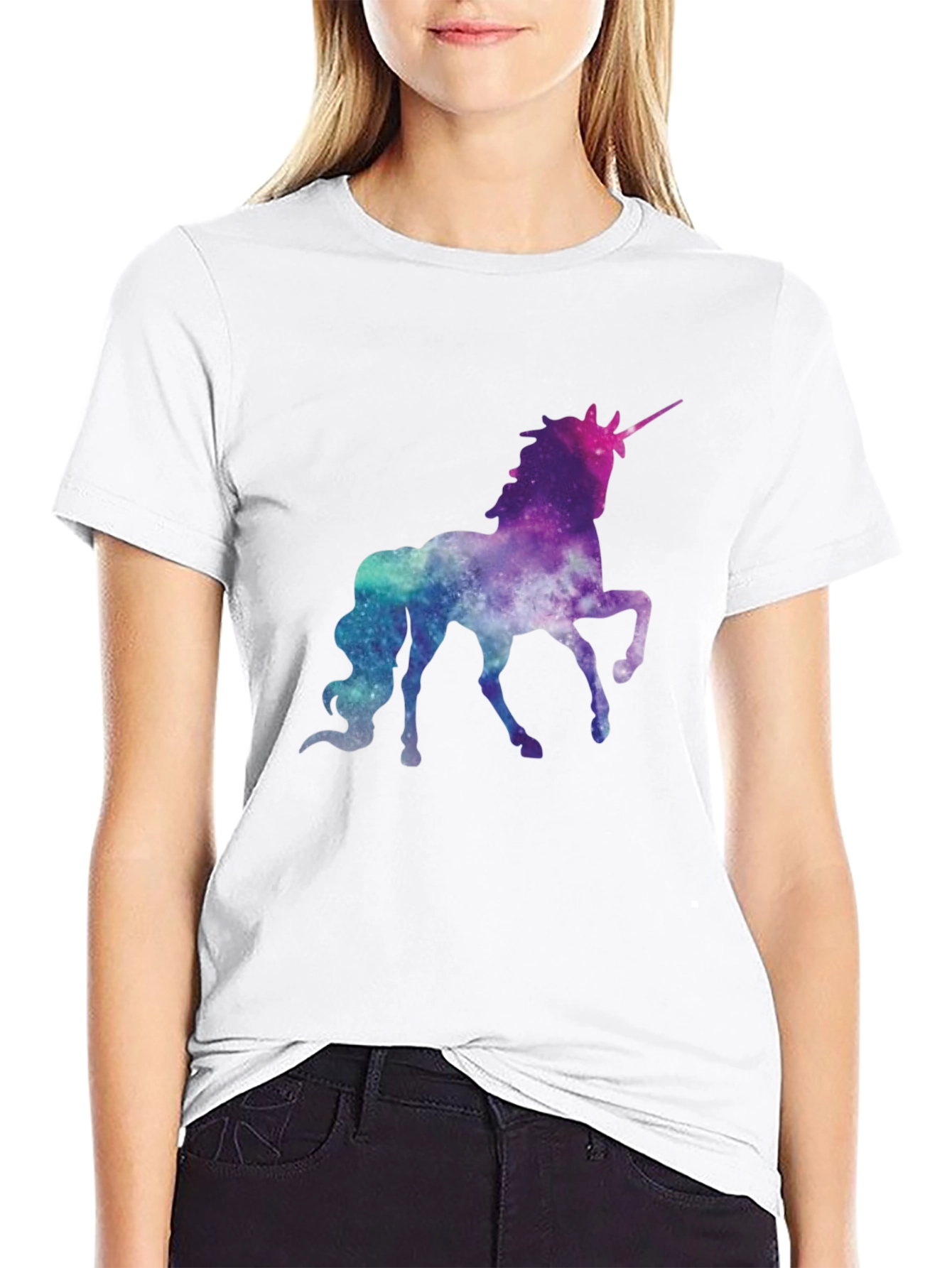 Galaxy Unicorn Graphic Tee - Black