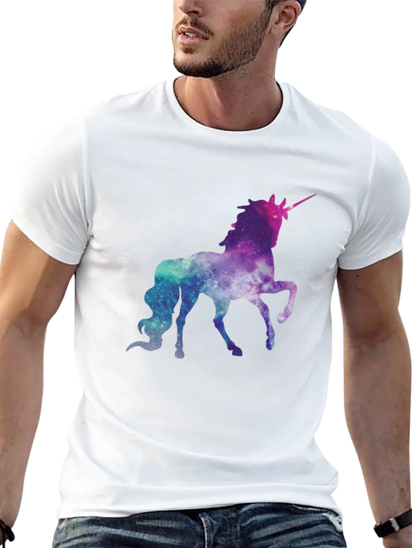 Galaxy Unicorn Graphic Tee - Black