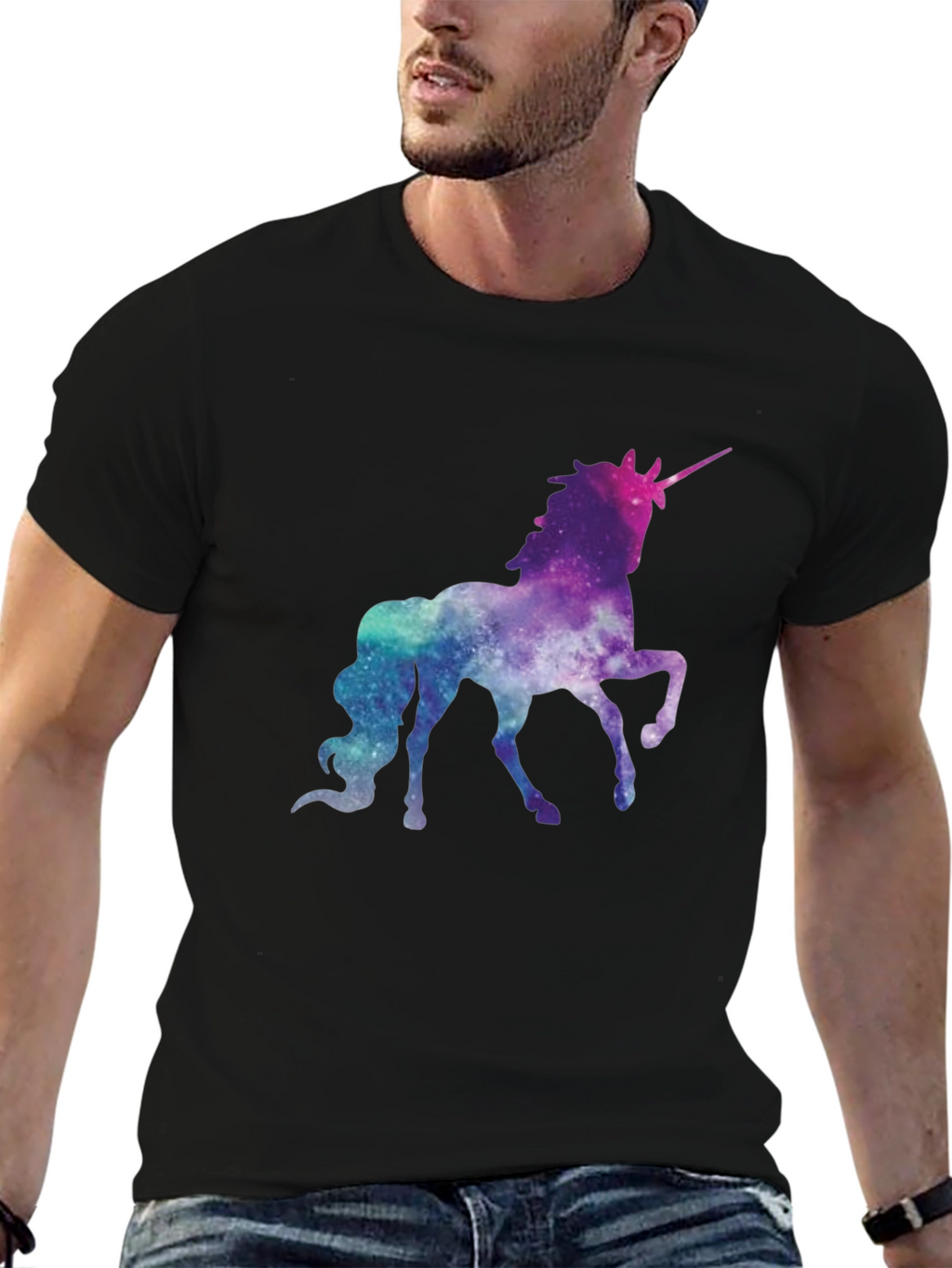 Galaxy Unicorn Graphic Tee - Black