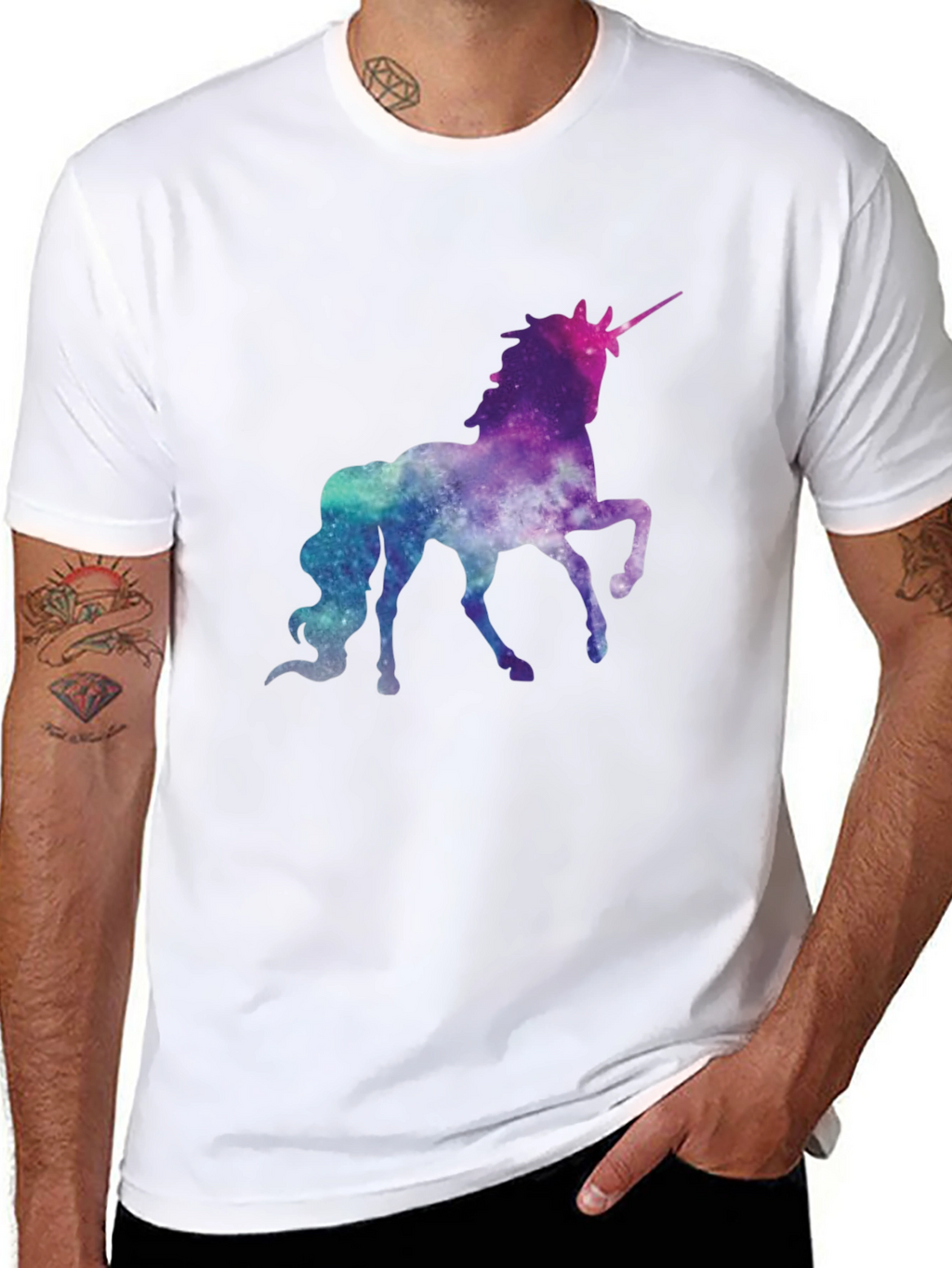 Galaxy Unicorn Graphic Tee - Black