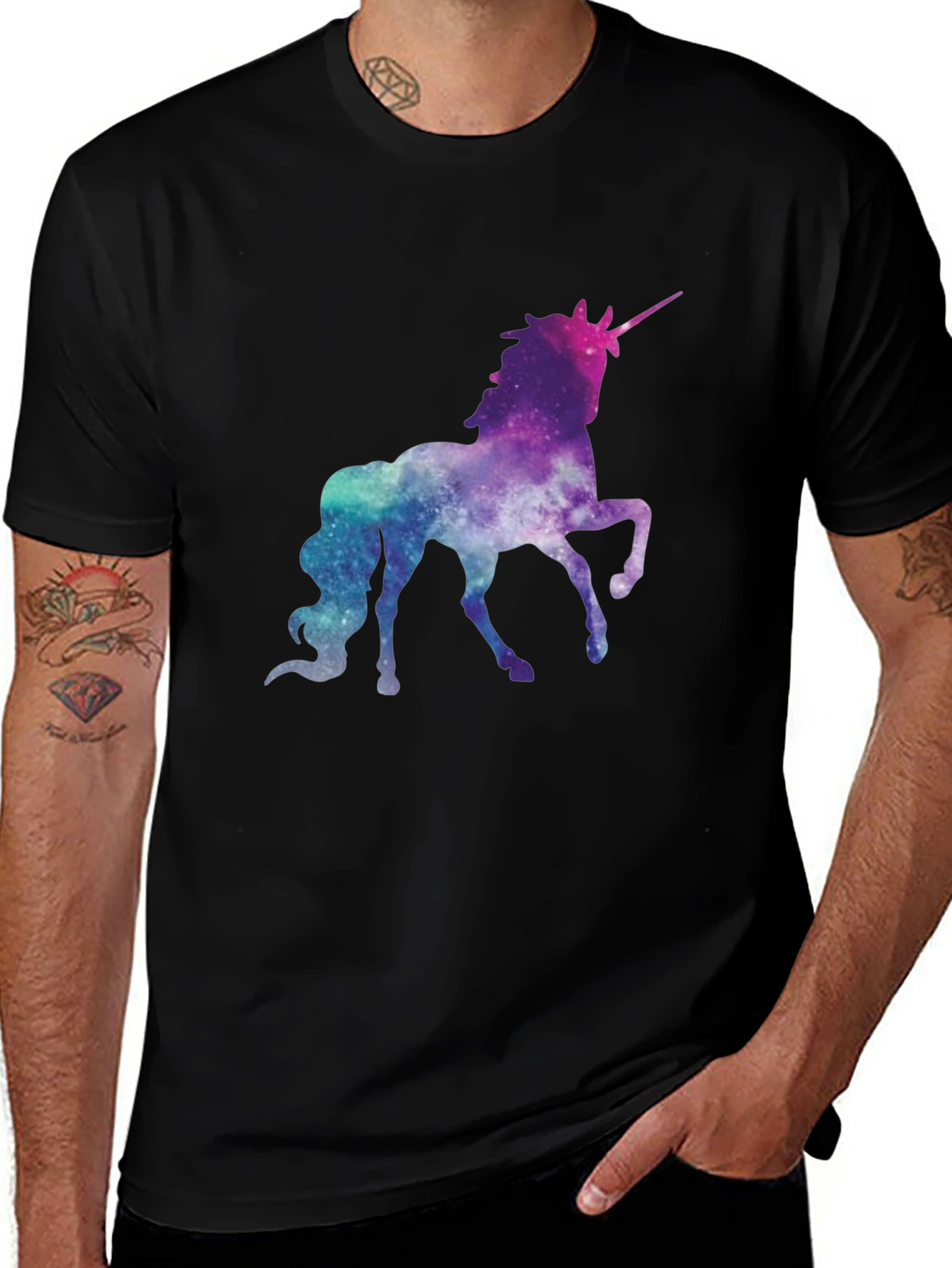 Galaxy Unicorn Graphic Tee - Black