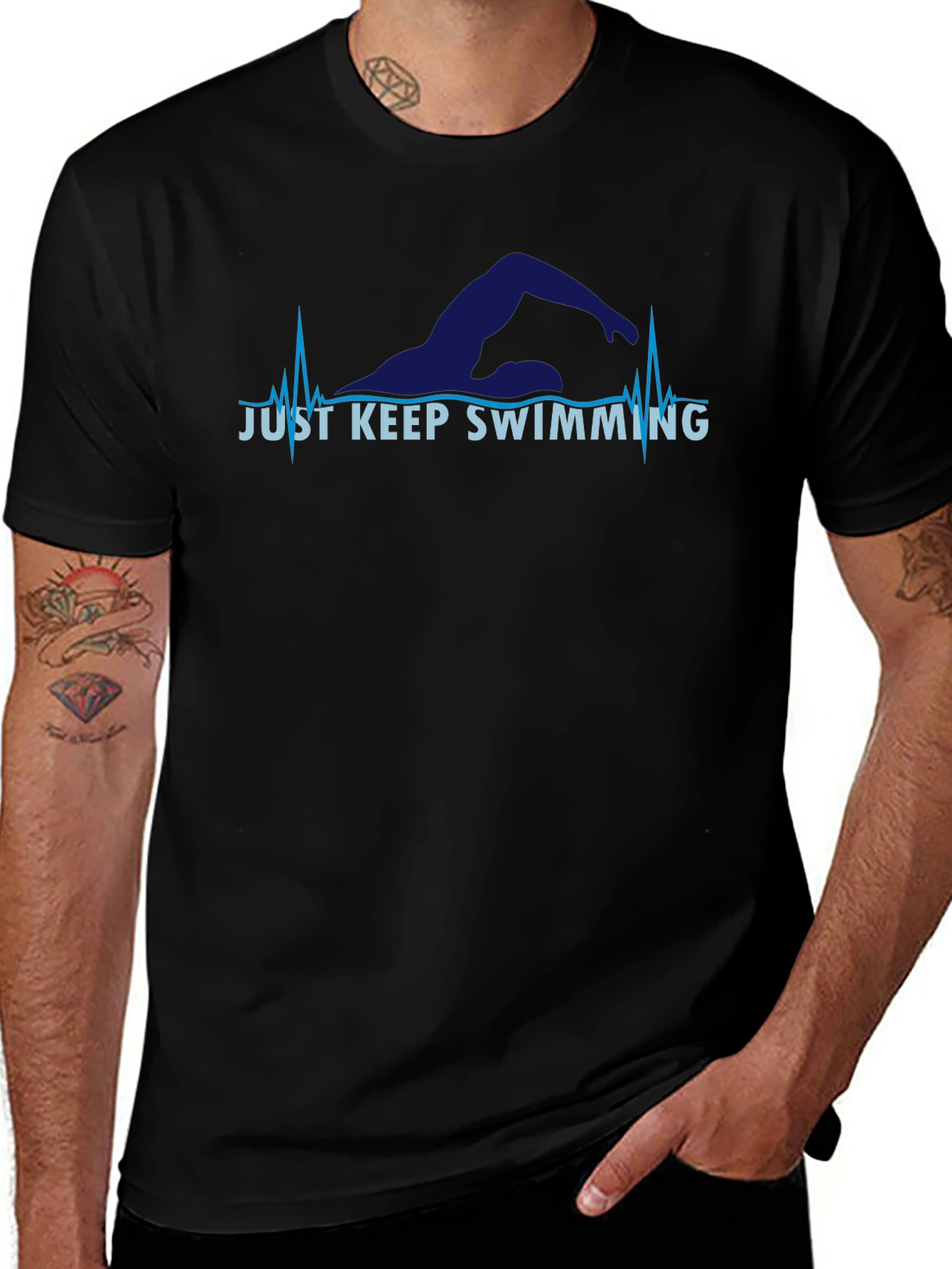 Just Keep Swimming T-Shirt - Motivational Swimmer Tee