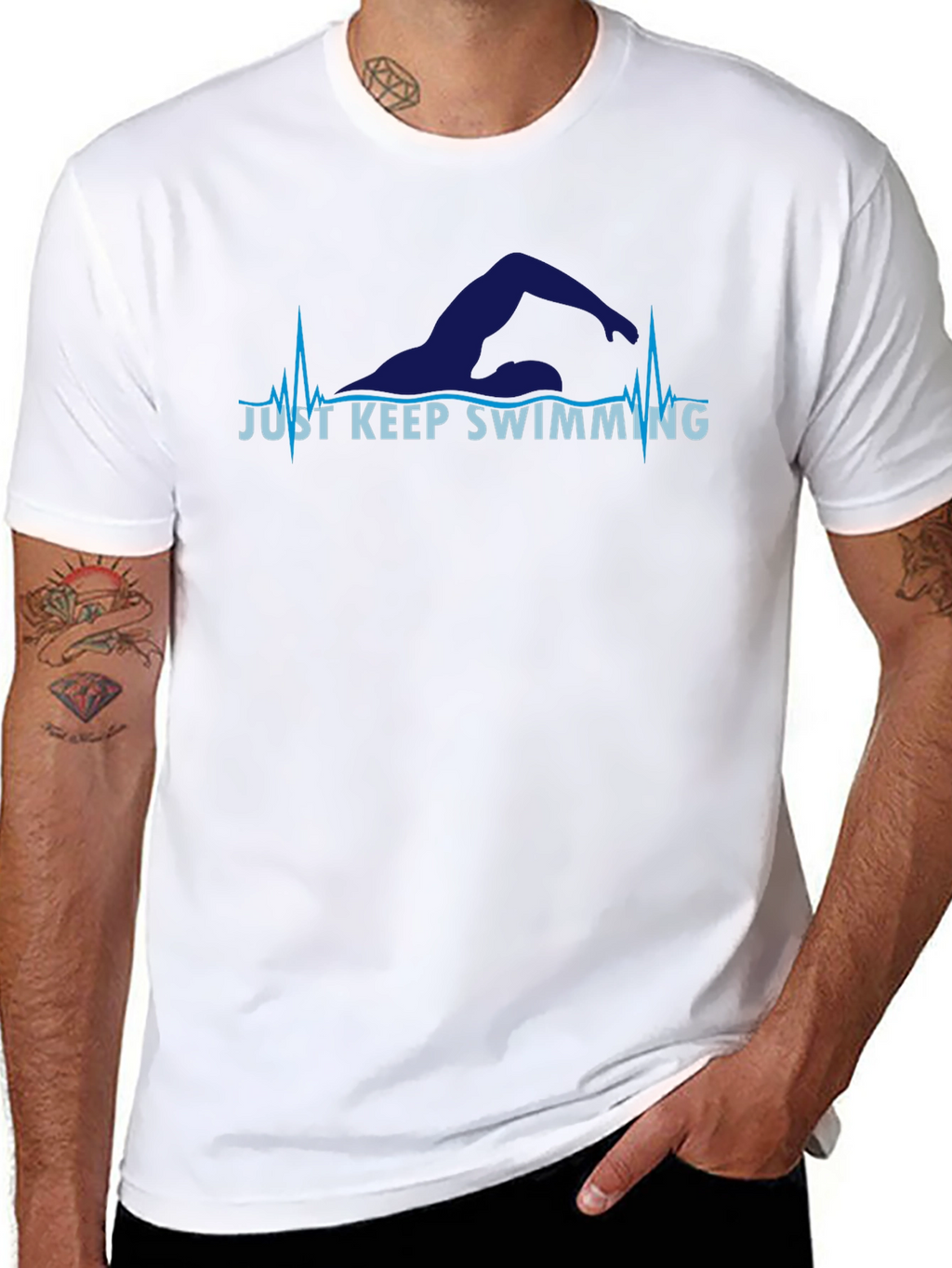 Just Keep Swimming T-Shirt - Motivational Swimmer Tee