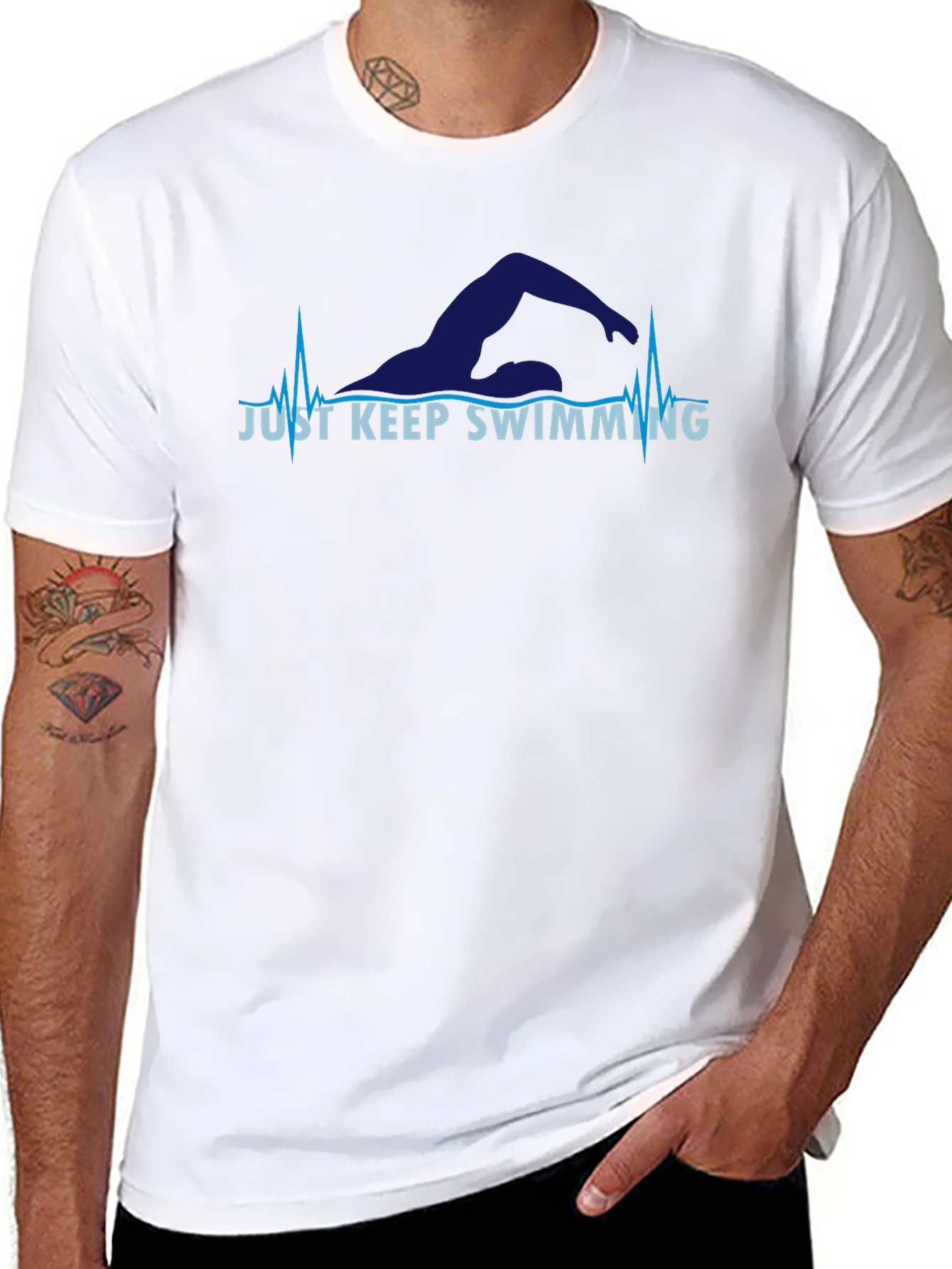 Just Keep Swimming T-Shirt - Motivational Swimmer Tee