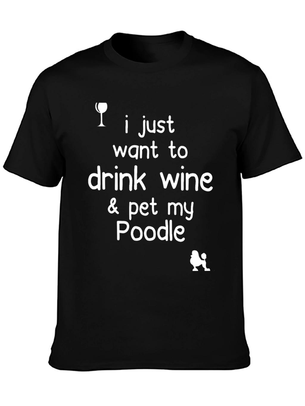 Wine & Poodle T-Shirt - Unisex Black Tee