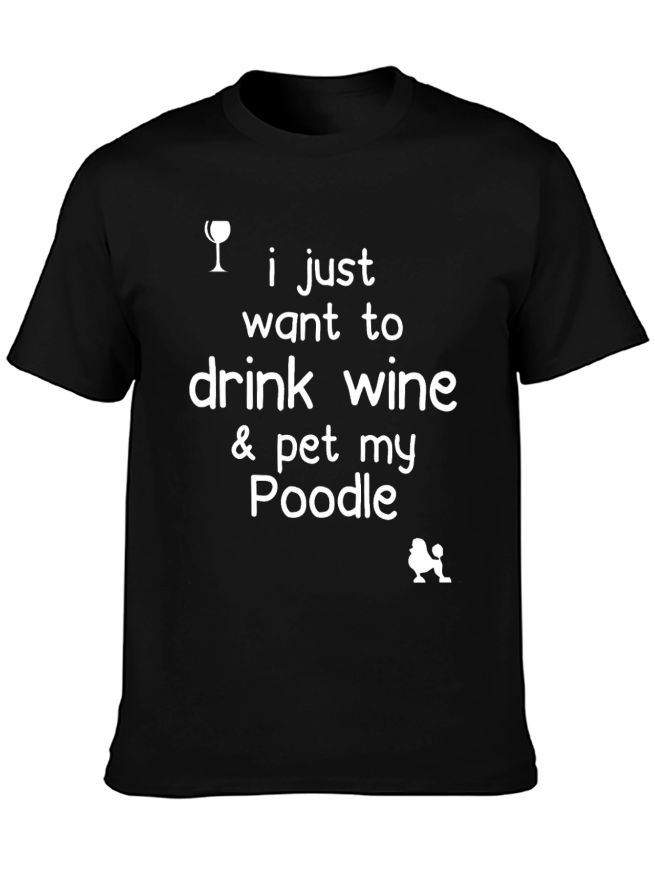 Wine & Poodle T-Shirt - Unisex Black Tee