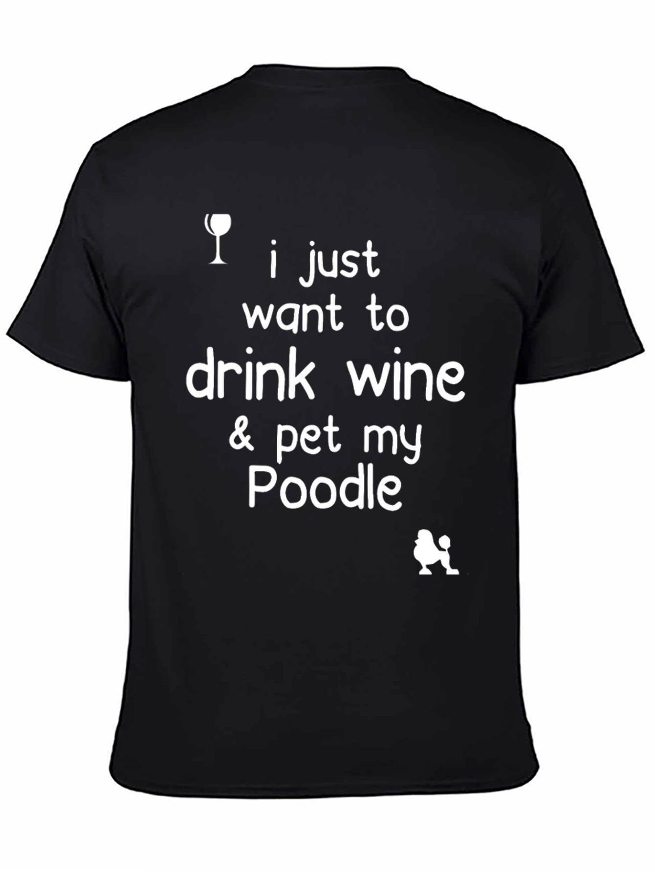 Wine & Poodle T-Shirt - Unisex Black Tee