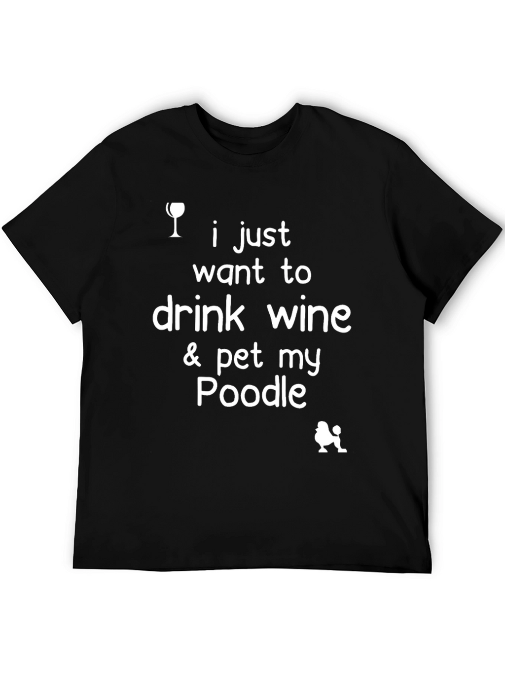 Wine & Poodle T-Shirt - Unisex Black Tee