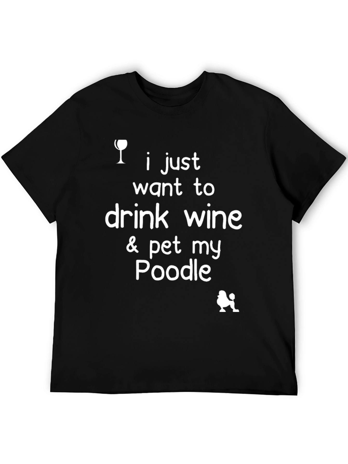Wine & Poodle T-Shirt - Unisex Black Tee