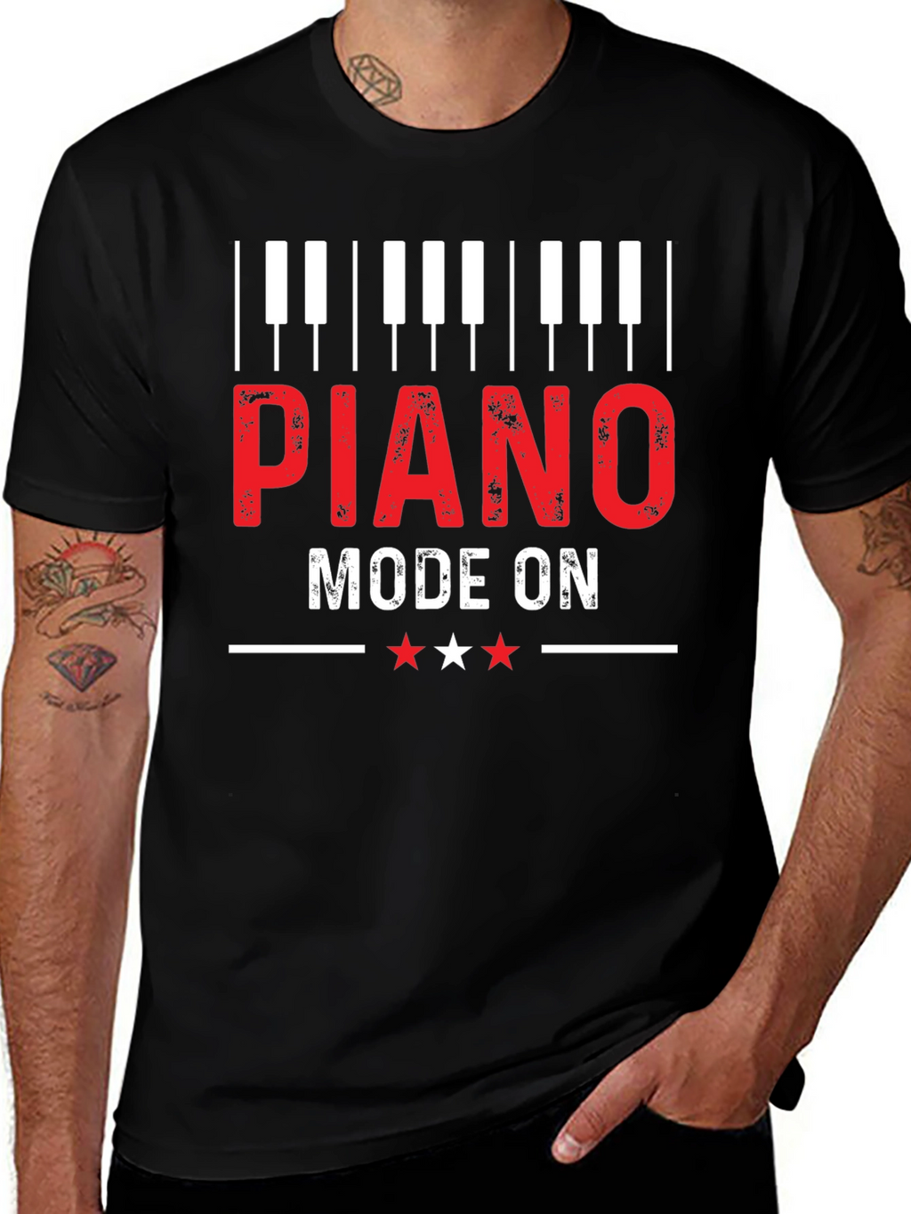 Piano Mode On Graphic Tee - Music Lover Gift